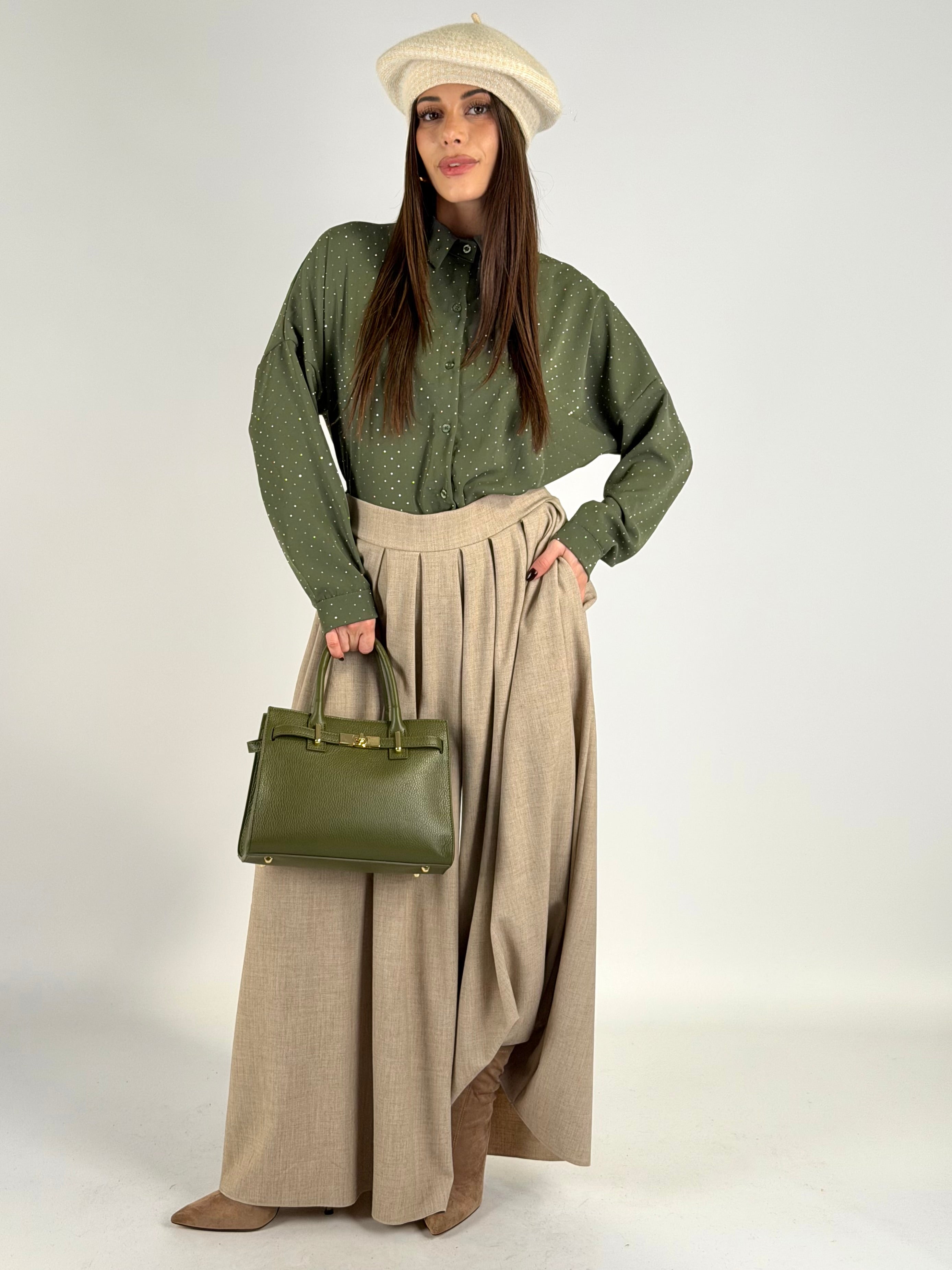 Camicia mille zirconi verde