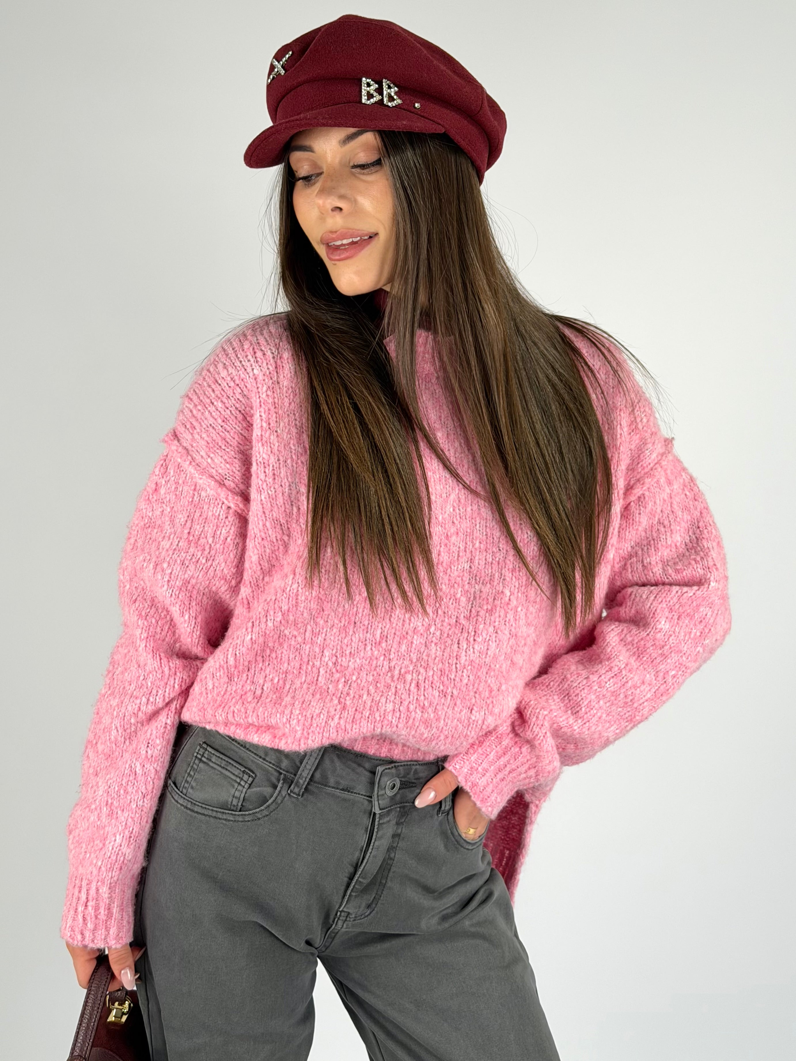 Maglia mélange rosa