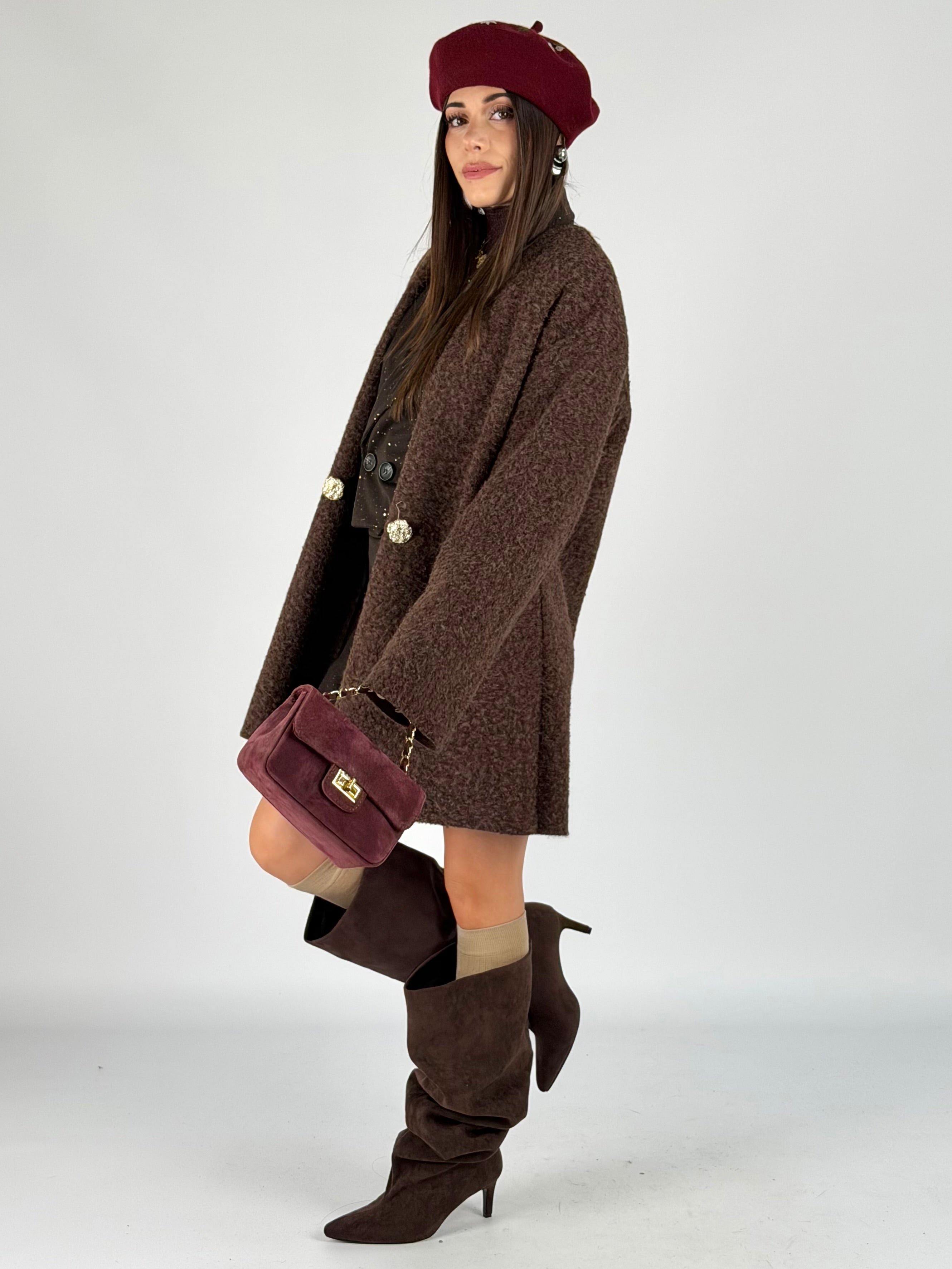 Cappotto bottoni gioiello moro