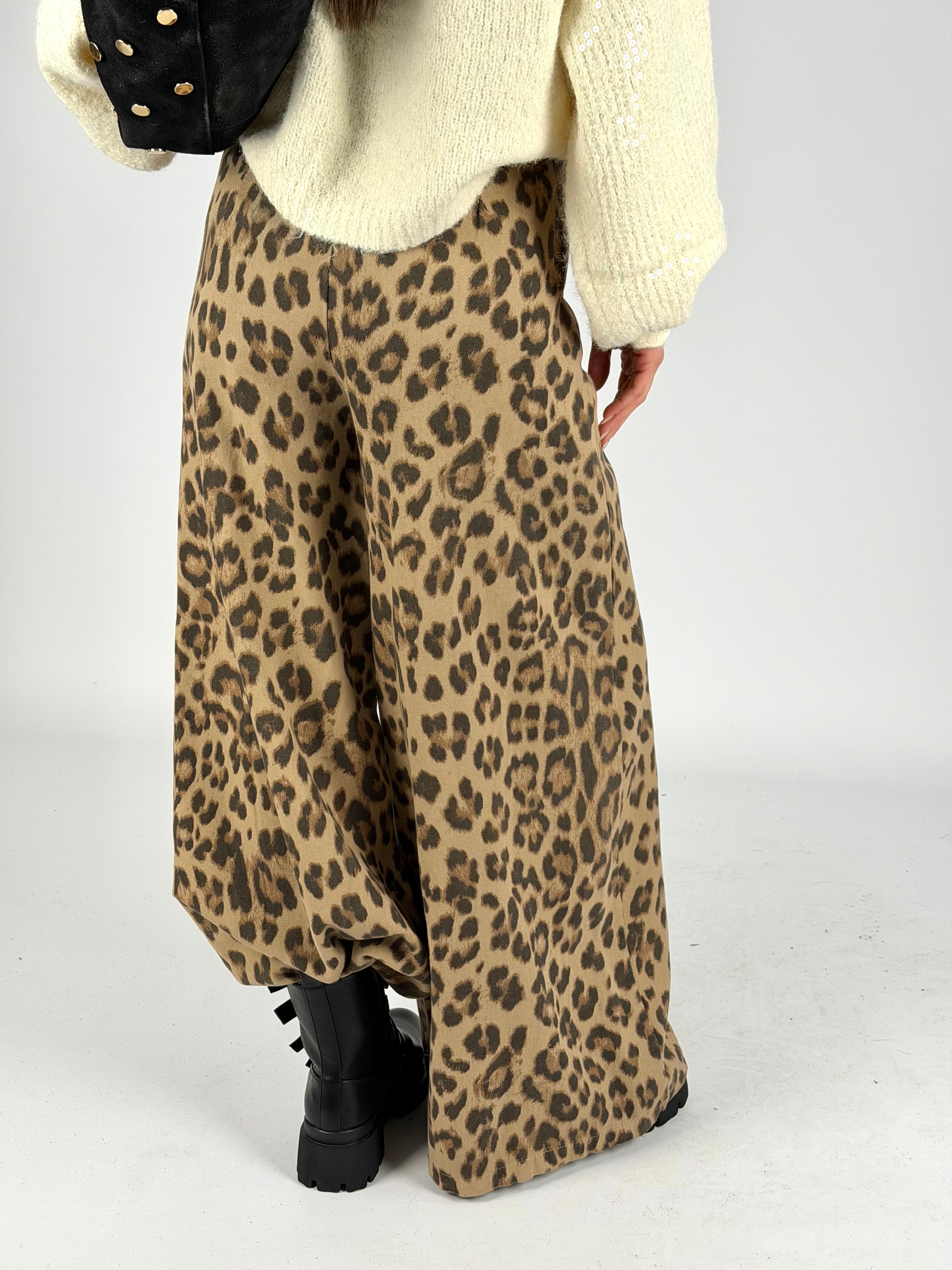 Pantalone animalier palazzo tabacco
