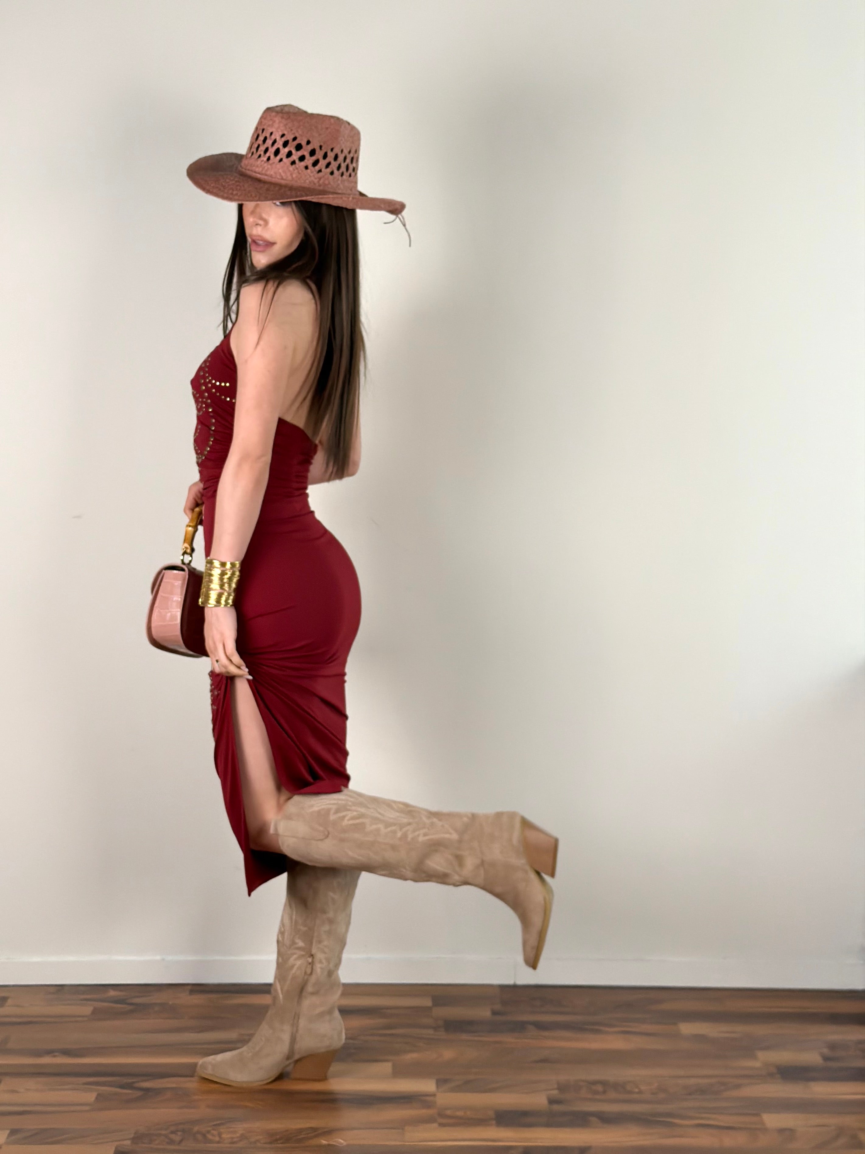 Abito Texas Bordeaux