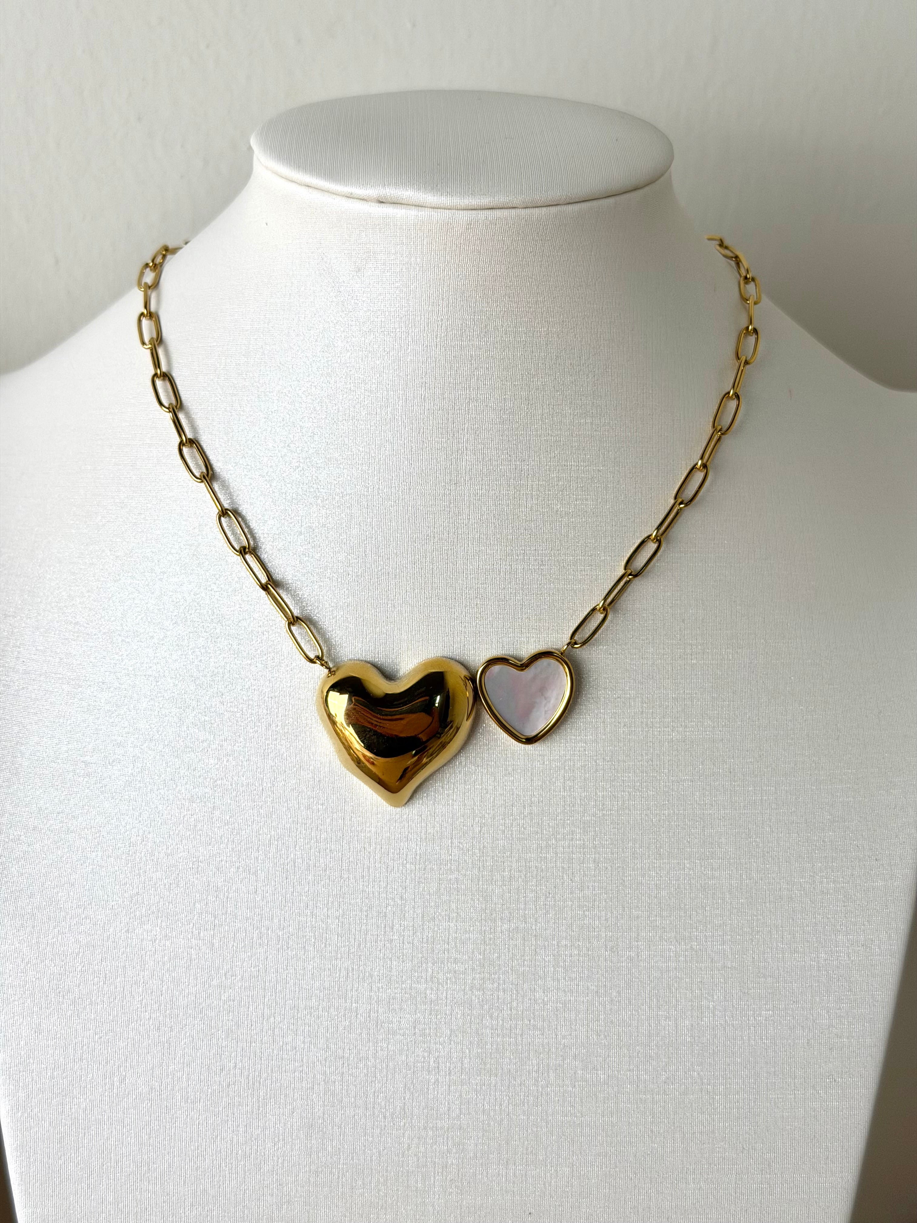 Collana doppio cuore - collezione MADREPERLA
