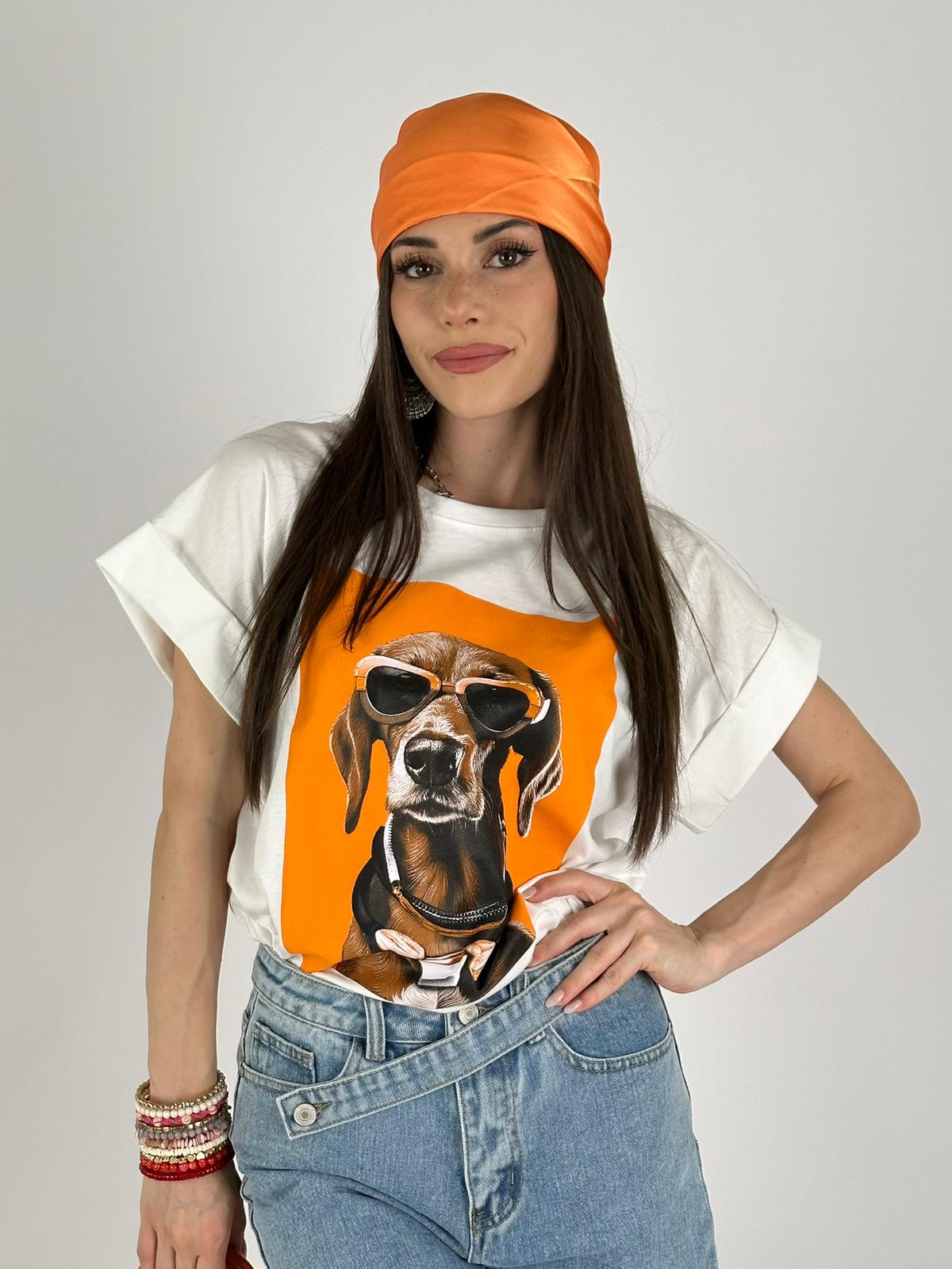 T-shirt 100% cotone dog sunglasses