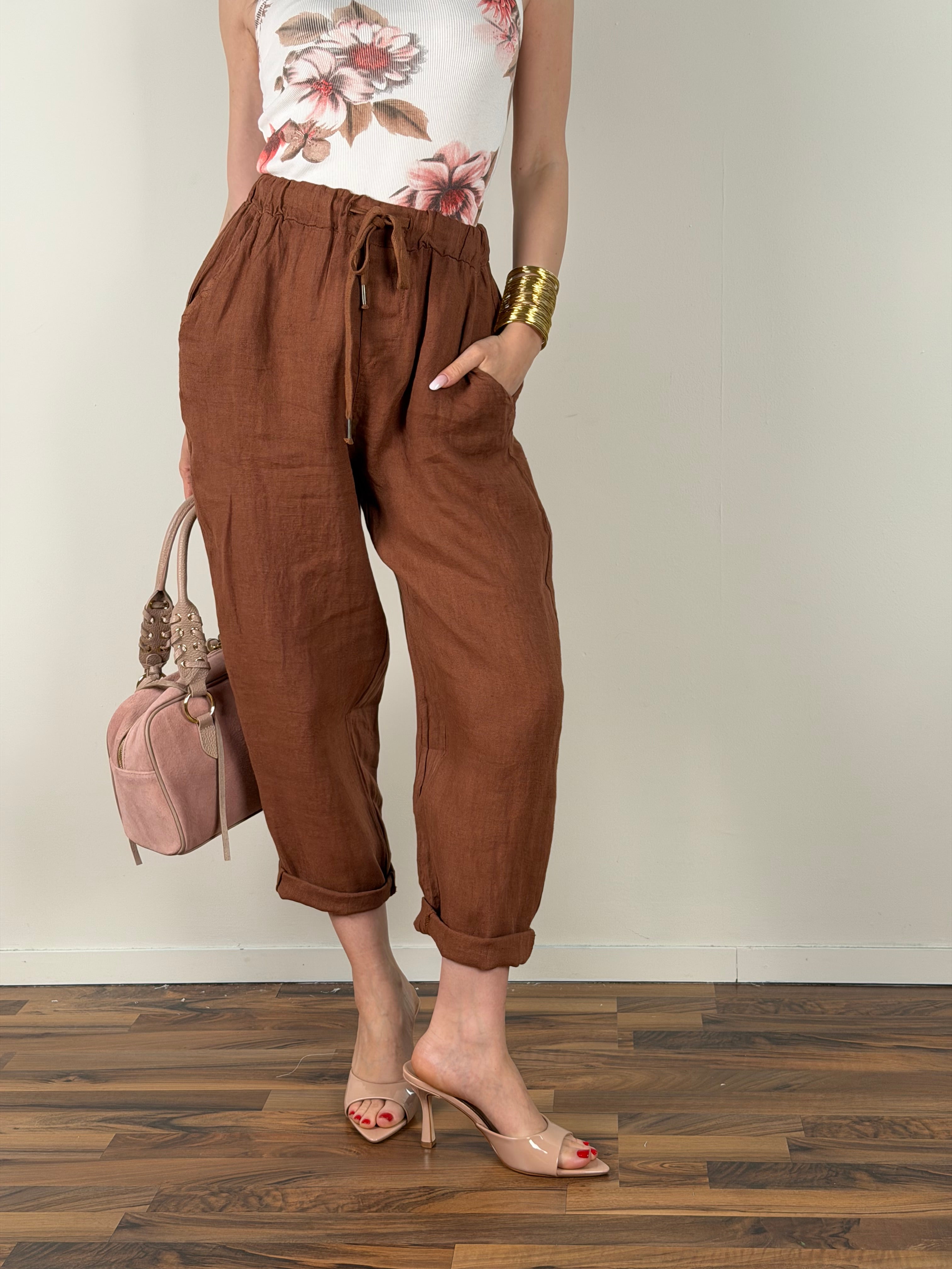 Pantalone lino Napoleone coccio