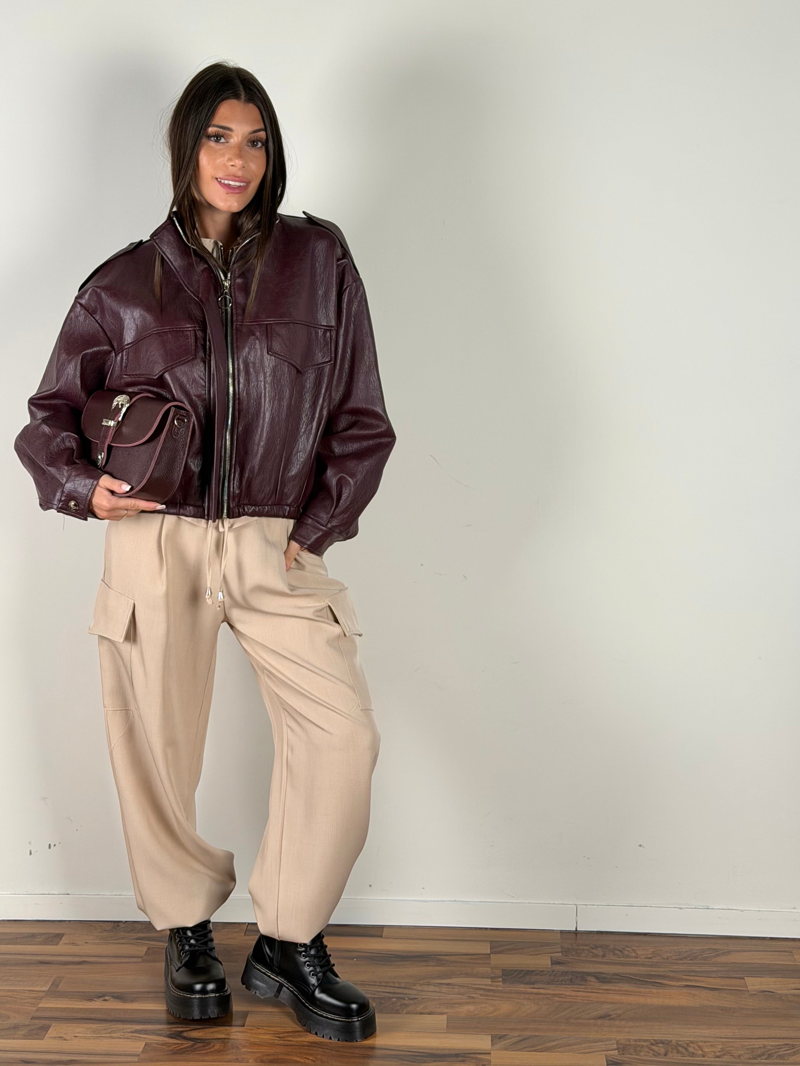 Bomber ecopelle Luna bordeaux