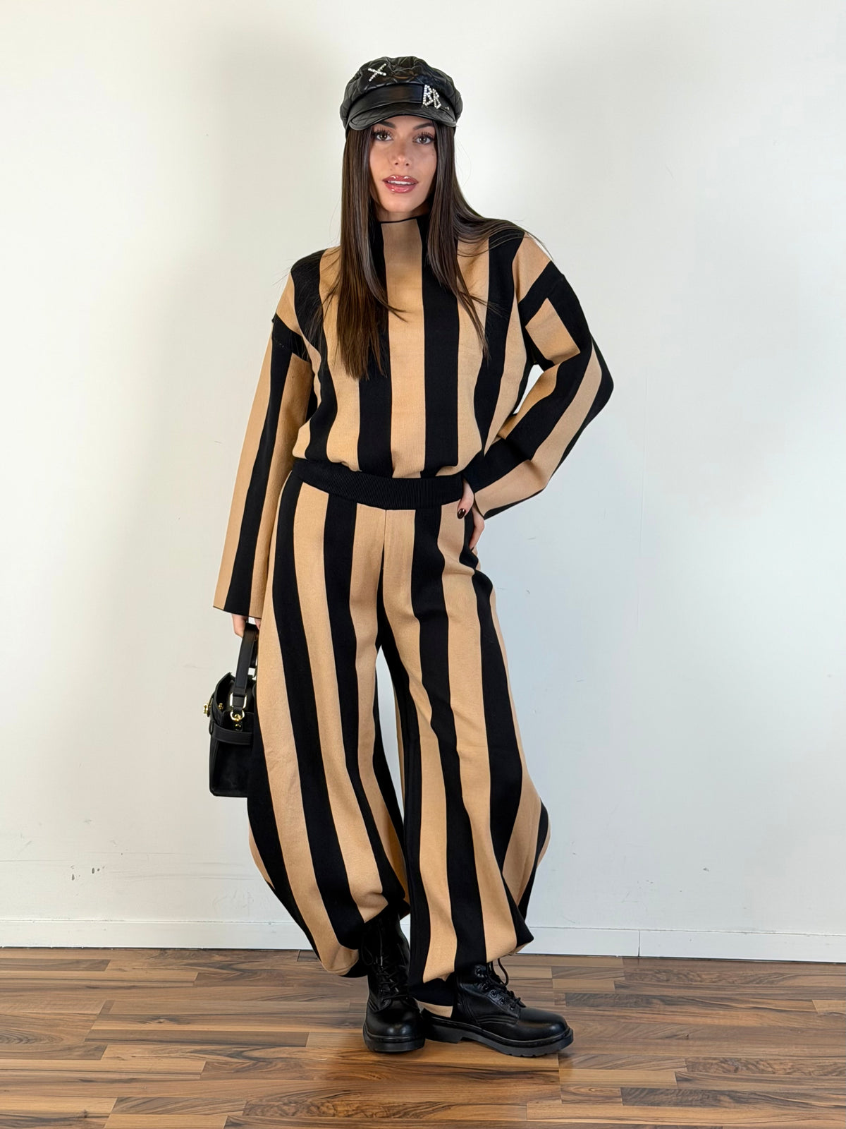 Pantalone tuta Zebra Camel/nero