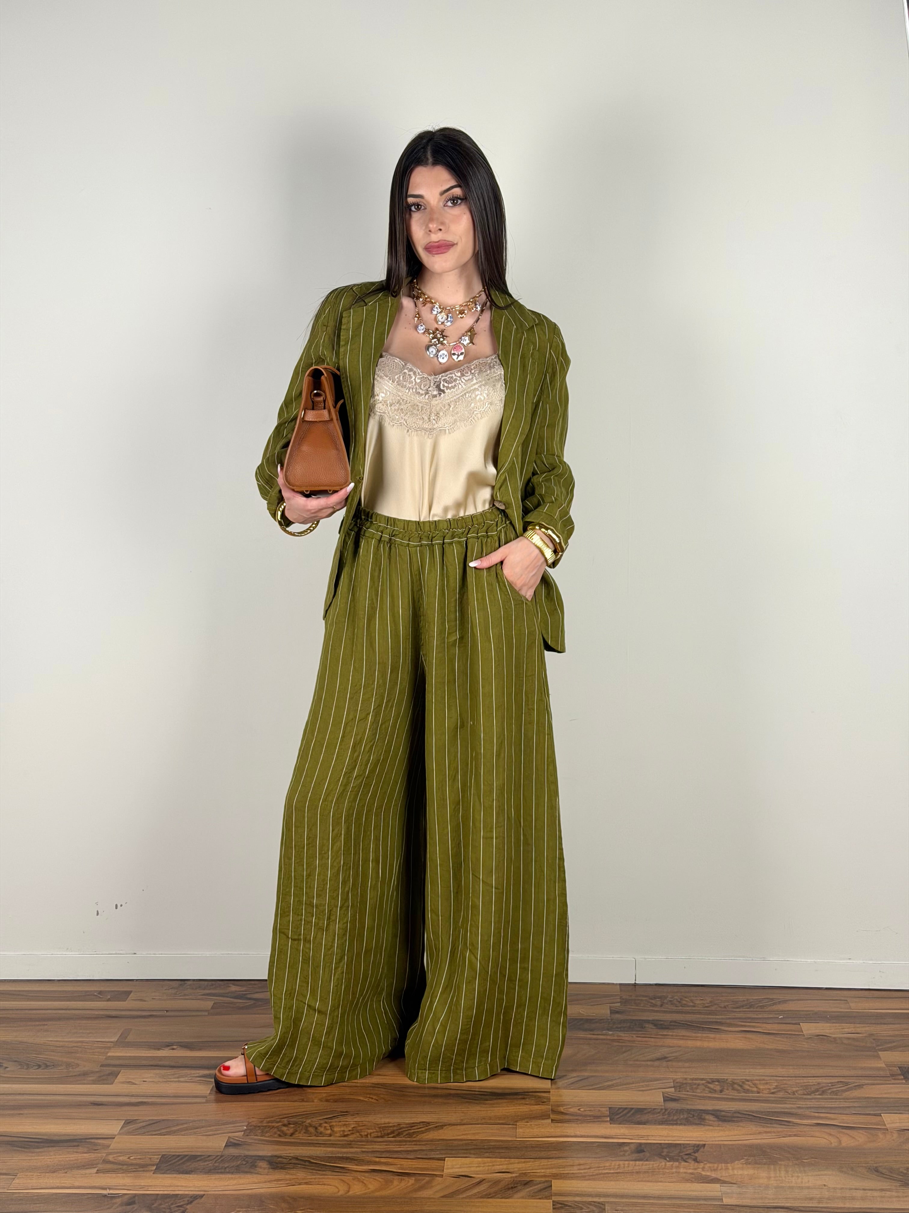 Giacca puro lino Eclipse verde
