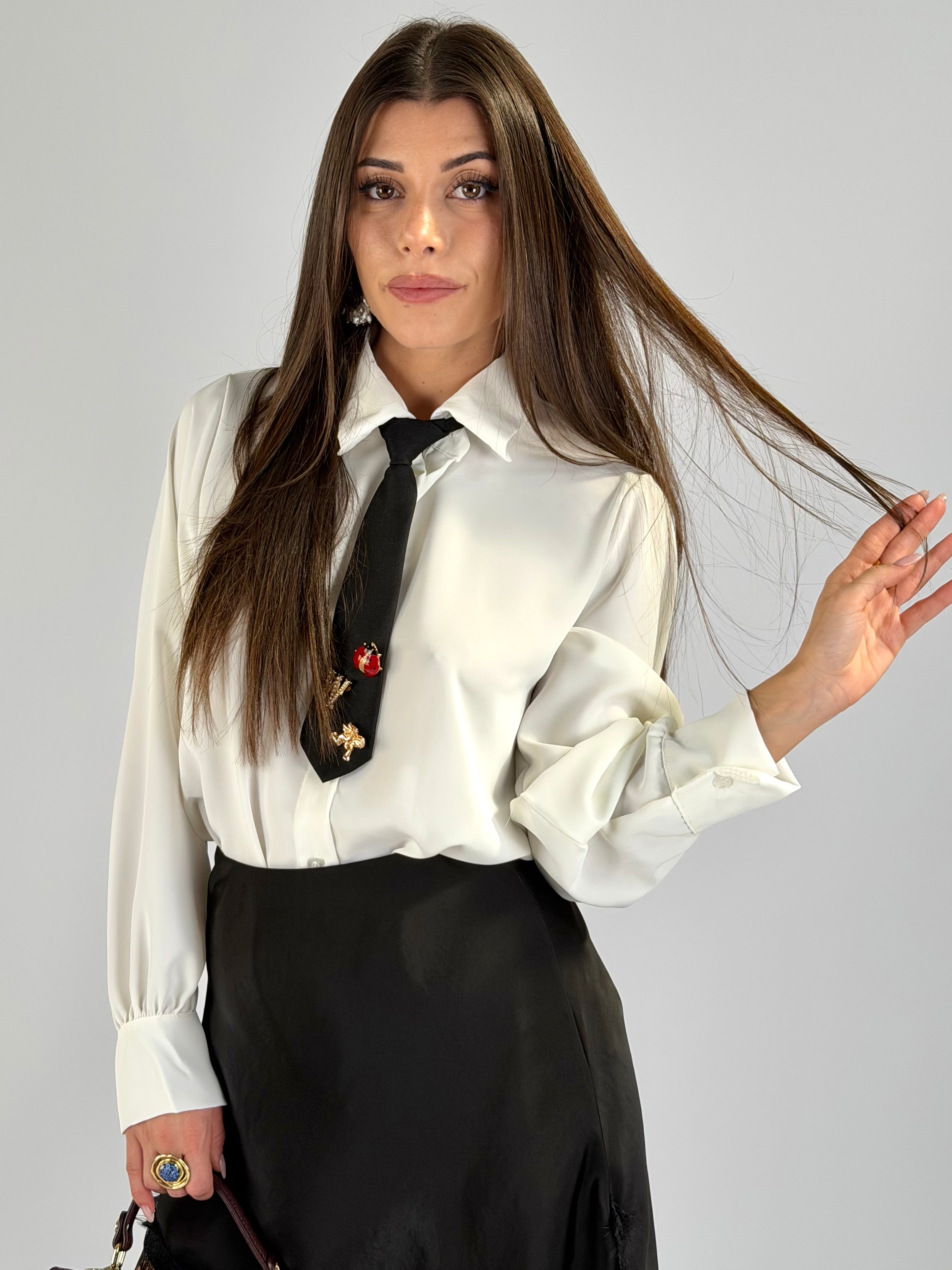 Camicia cravatta sporty bianca