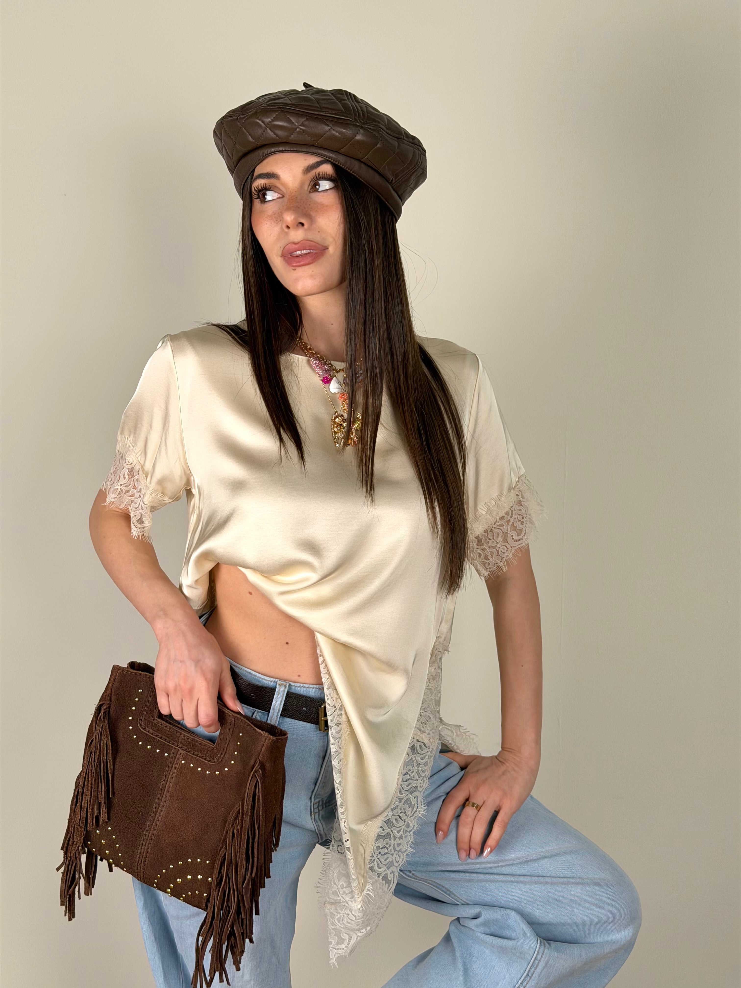 Maglia trasversale beige