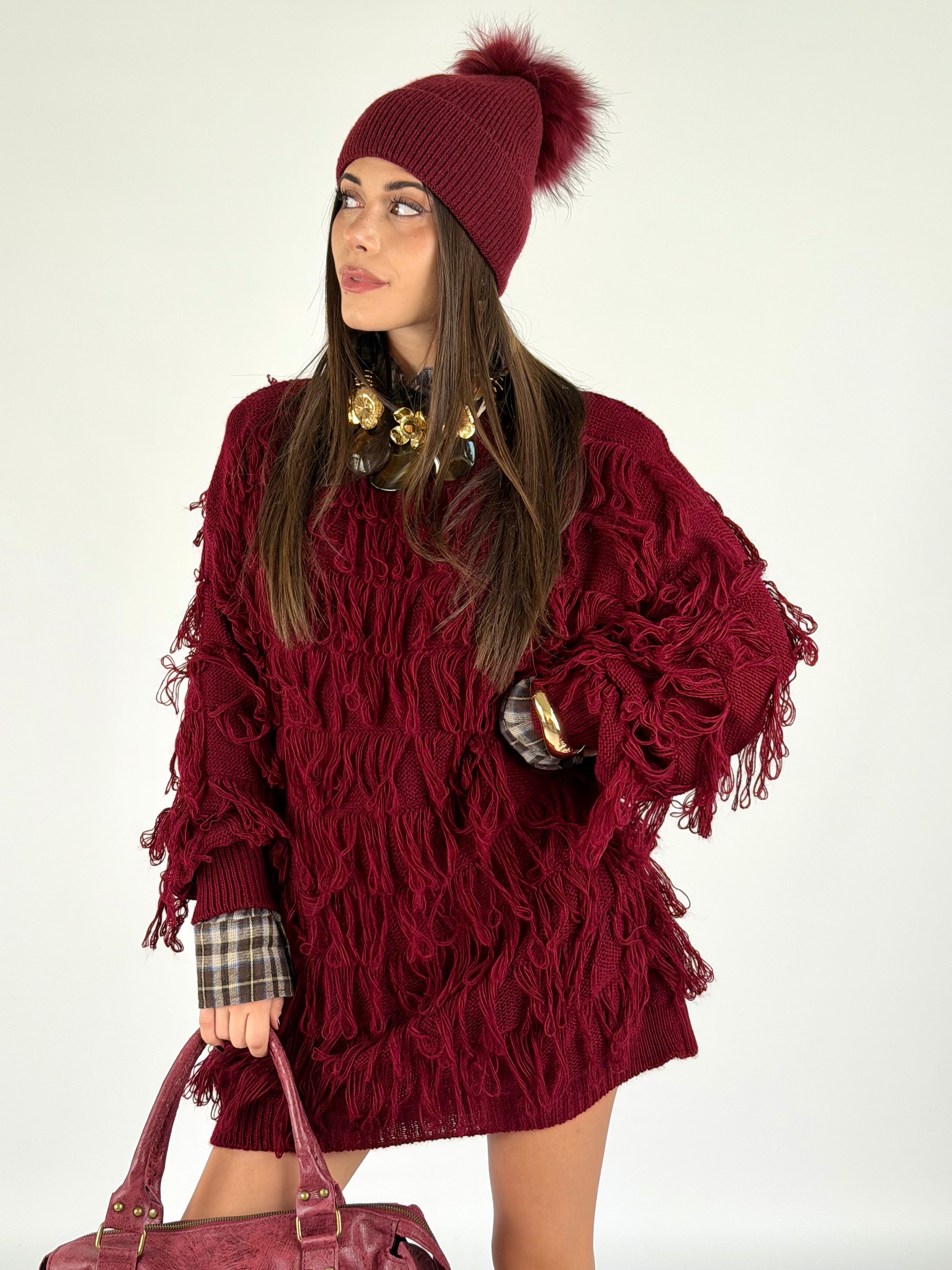 Abito frange bordeaux