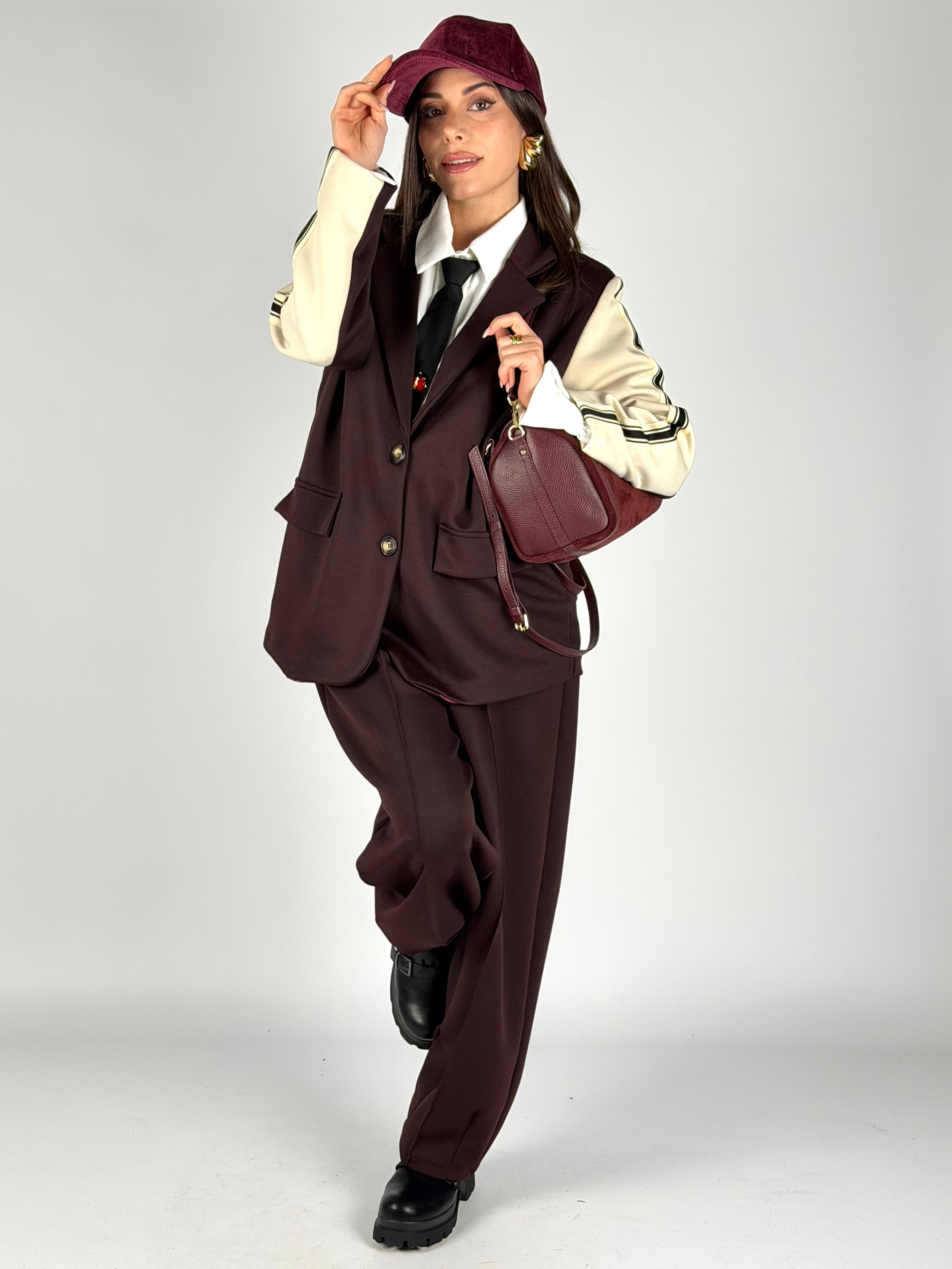 Pantalone completo banda bordeaux