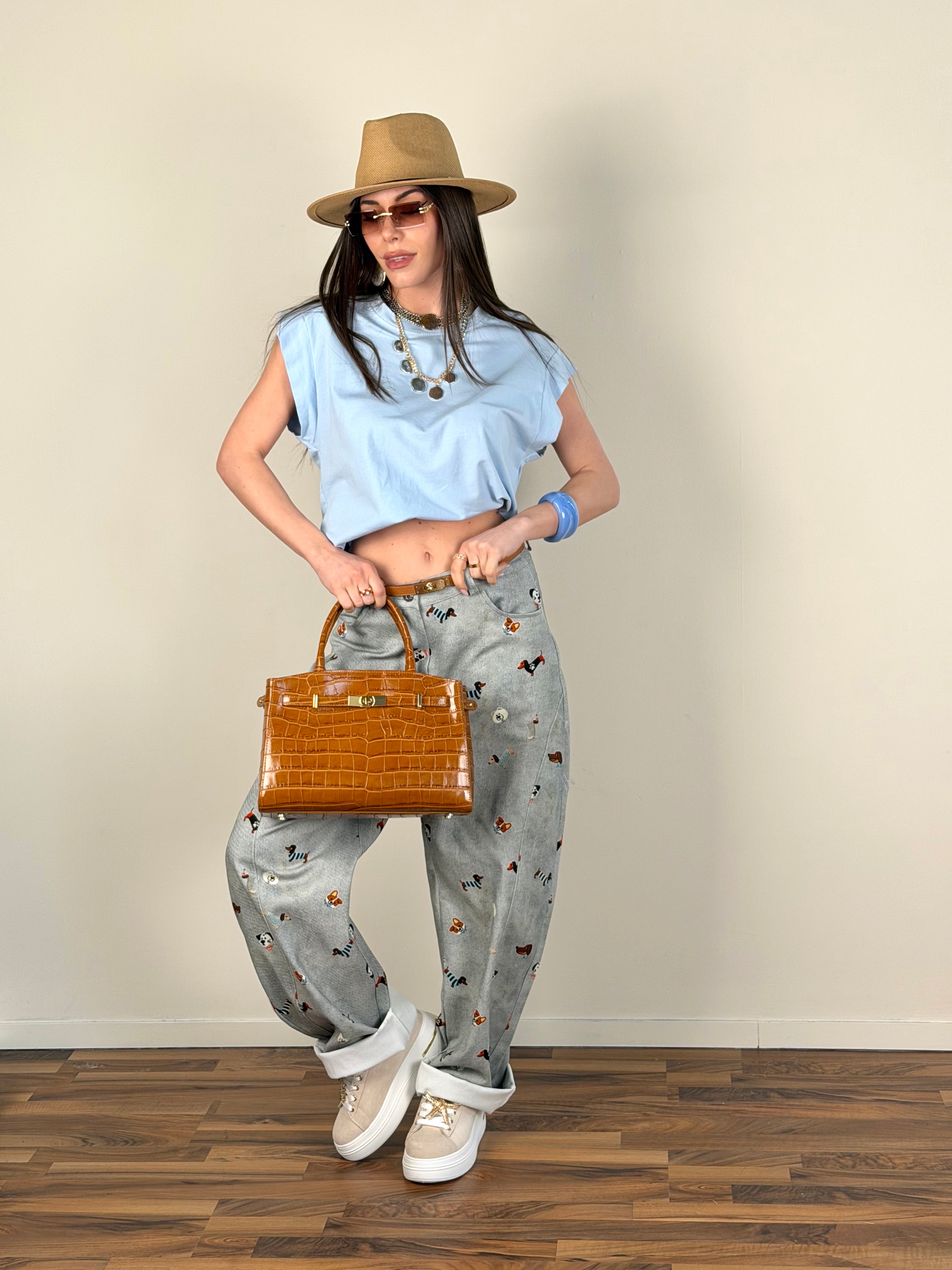 T-shirt Monica celeste