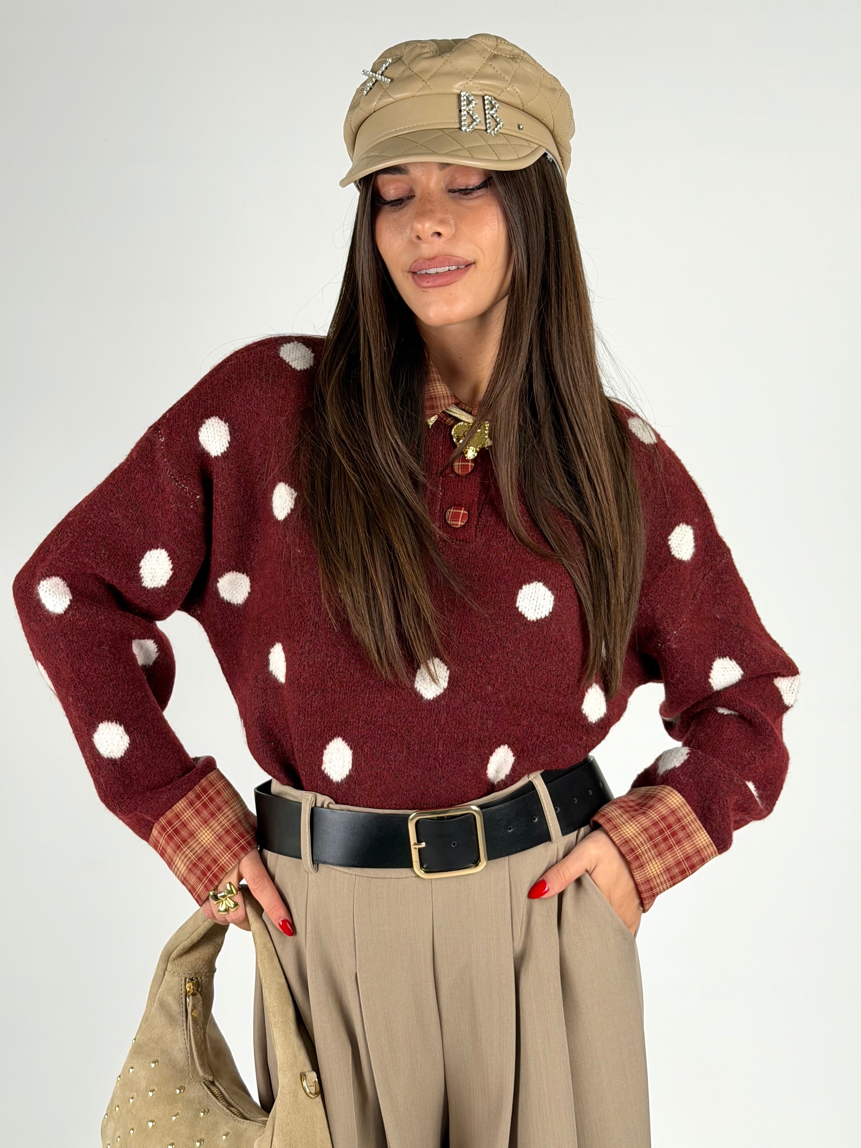 Maglioncino pois bordeaux