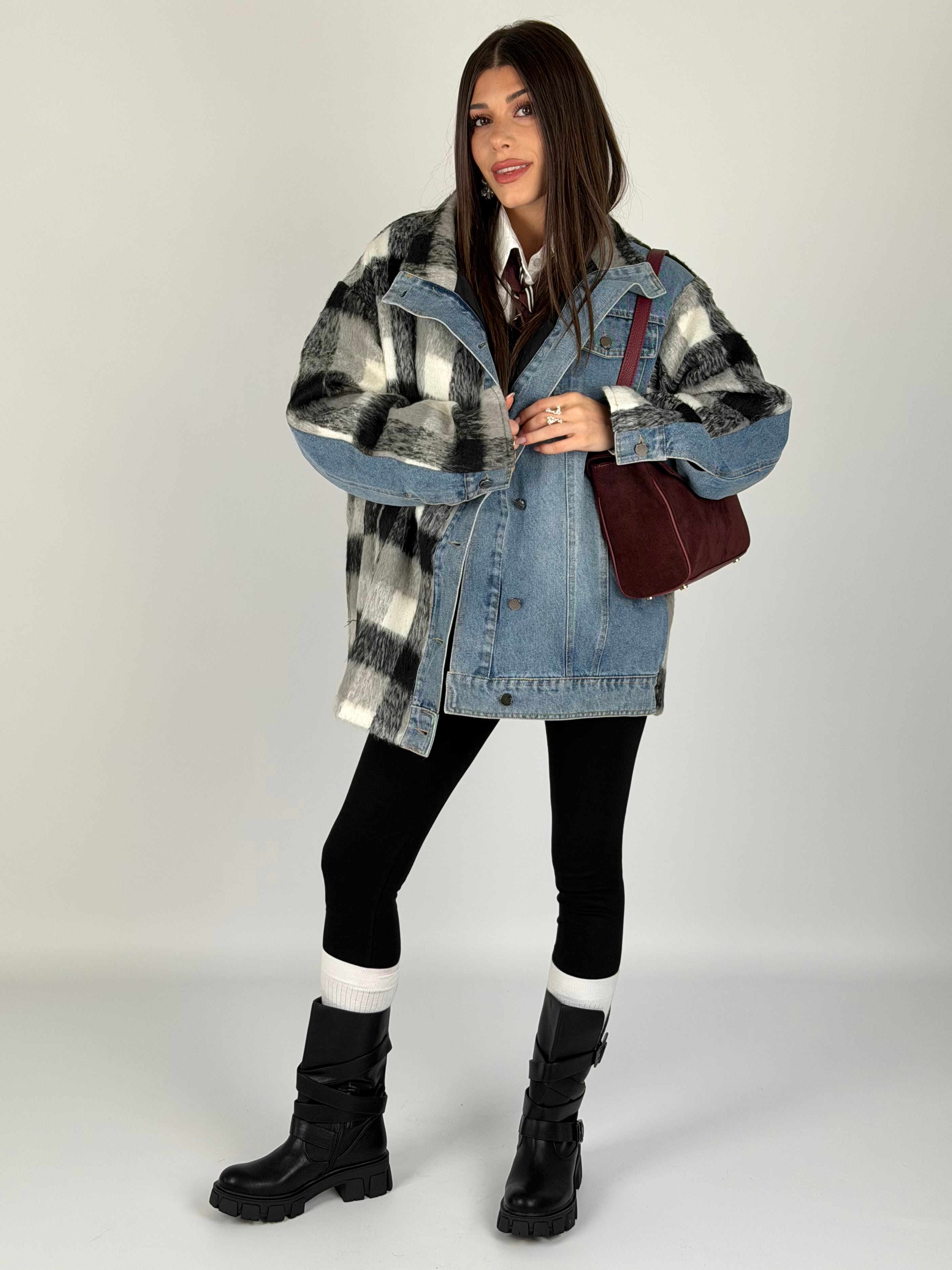 Giubbino jeans e check