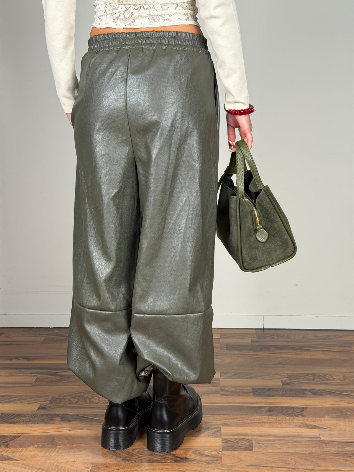 Pantalone ecopelle Ylenia verde