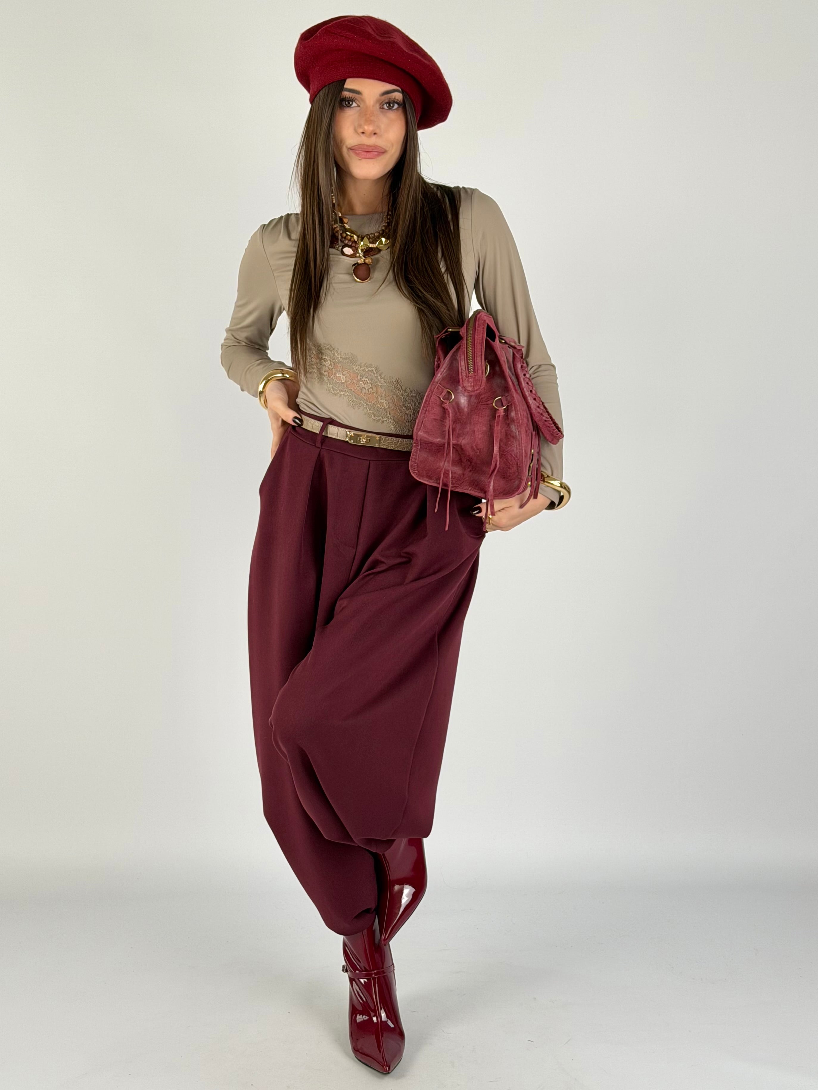 Pantalone Flora bordeaux