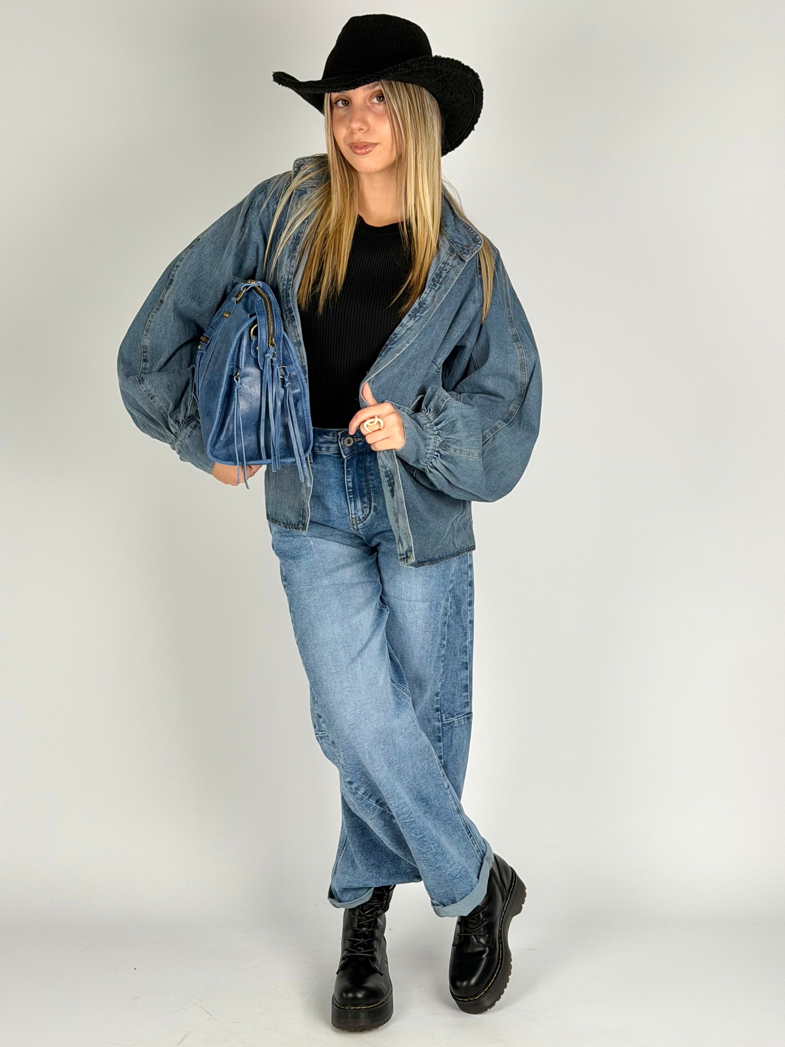 Camicia jeans con cintura