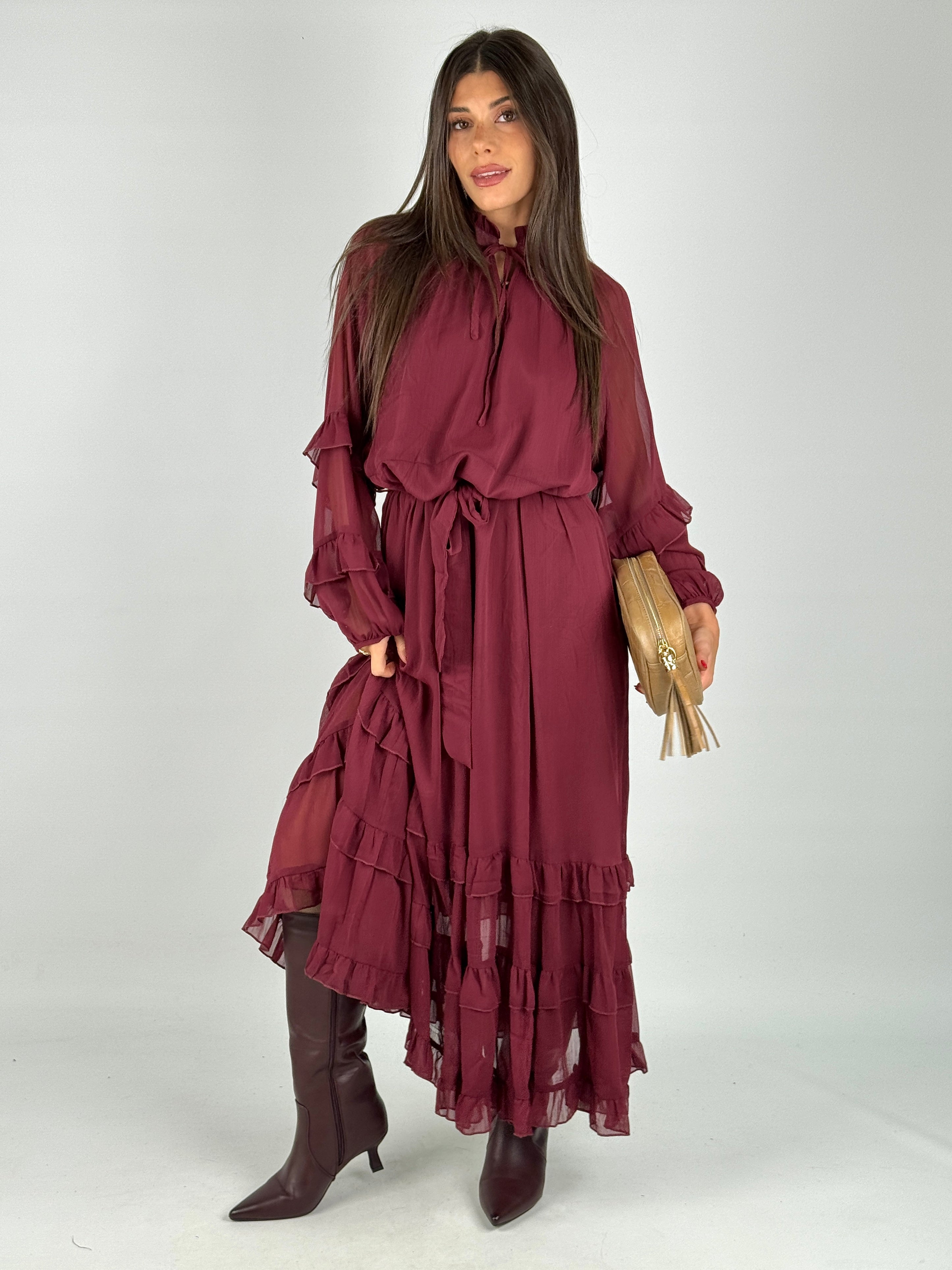 Maxi Abito Soleil bordeaux