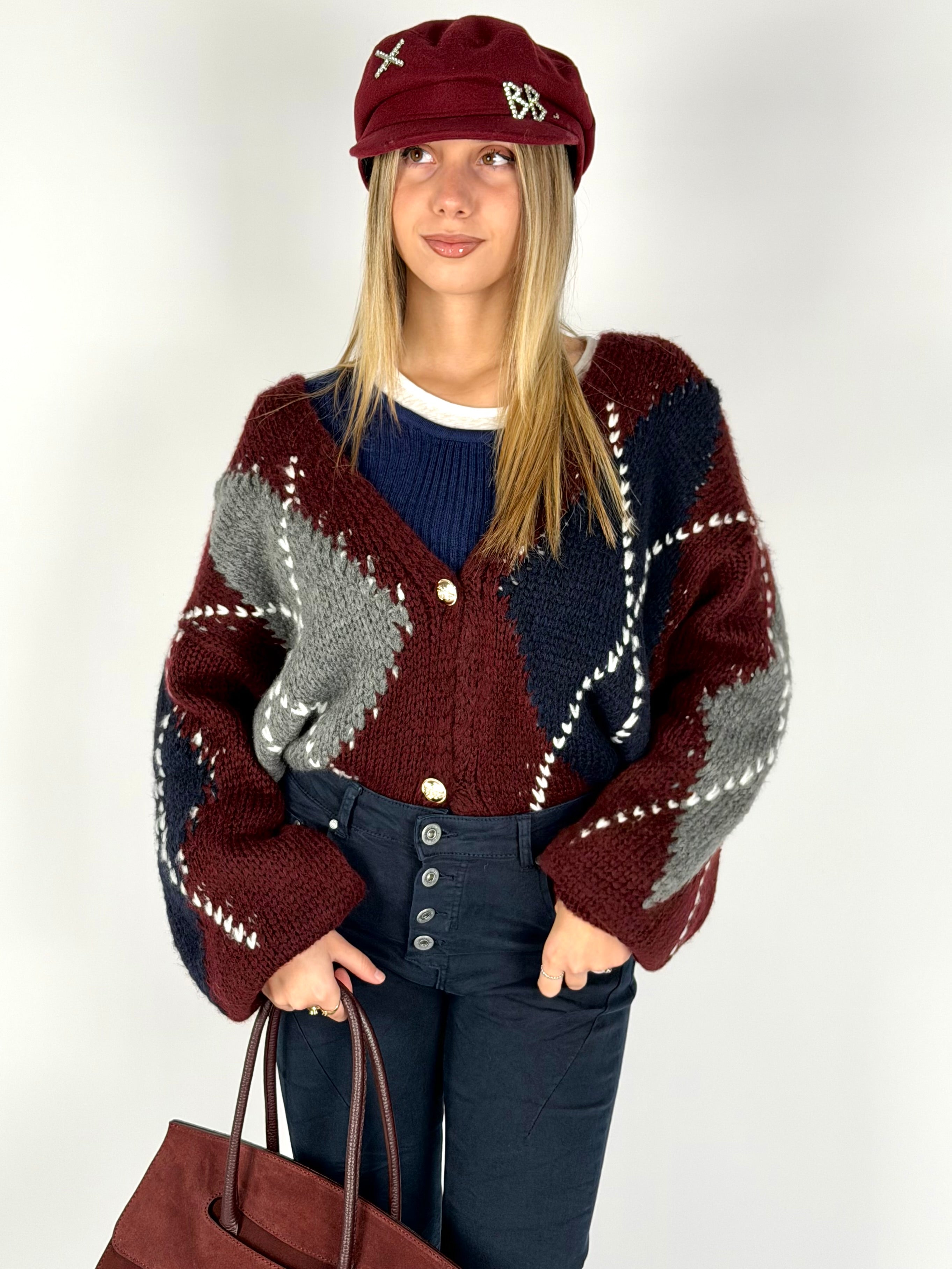 Cardigan Giove bordeaux
