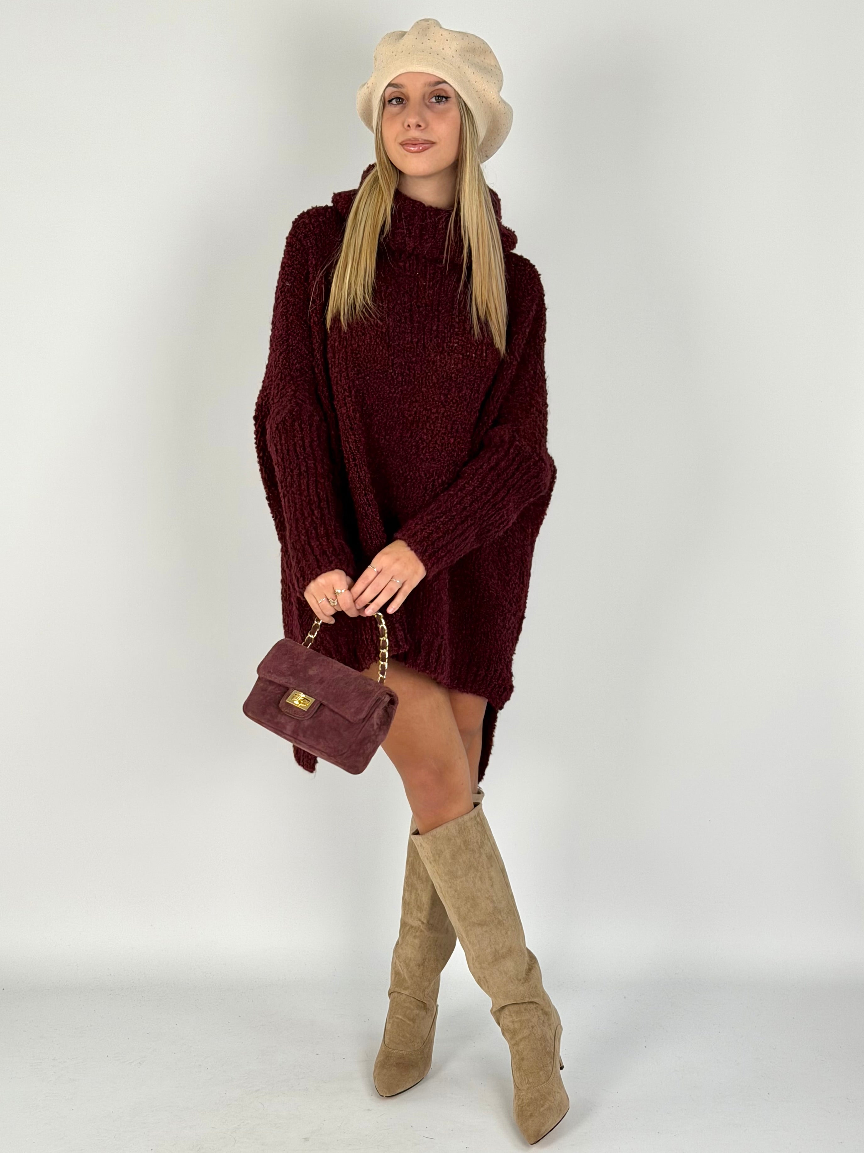 Abito maglia Marzia bordeaux