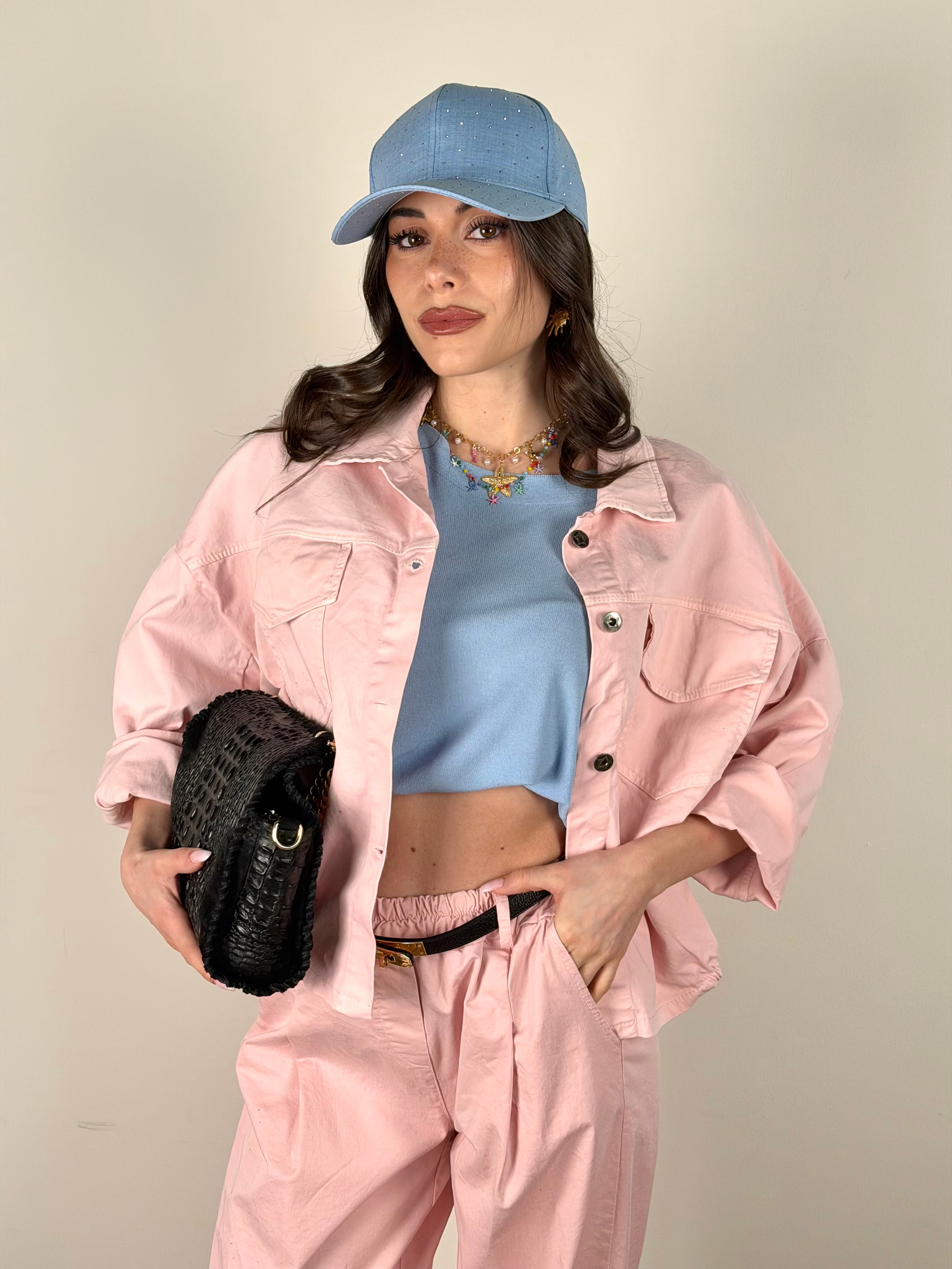 Giubbino jeans Carmen rosa