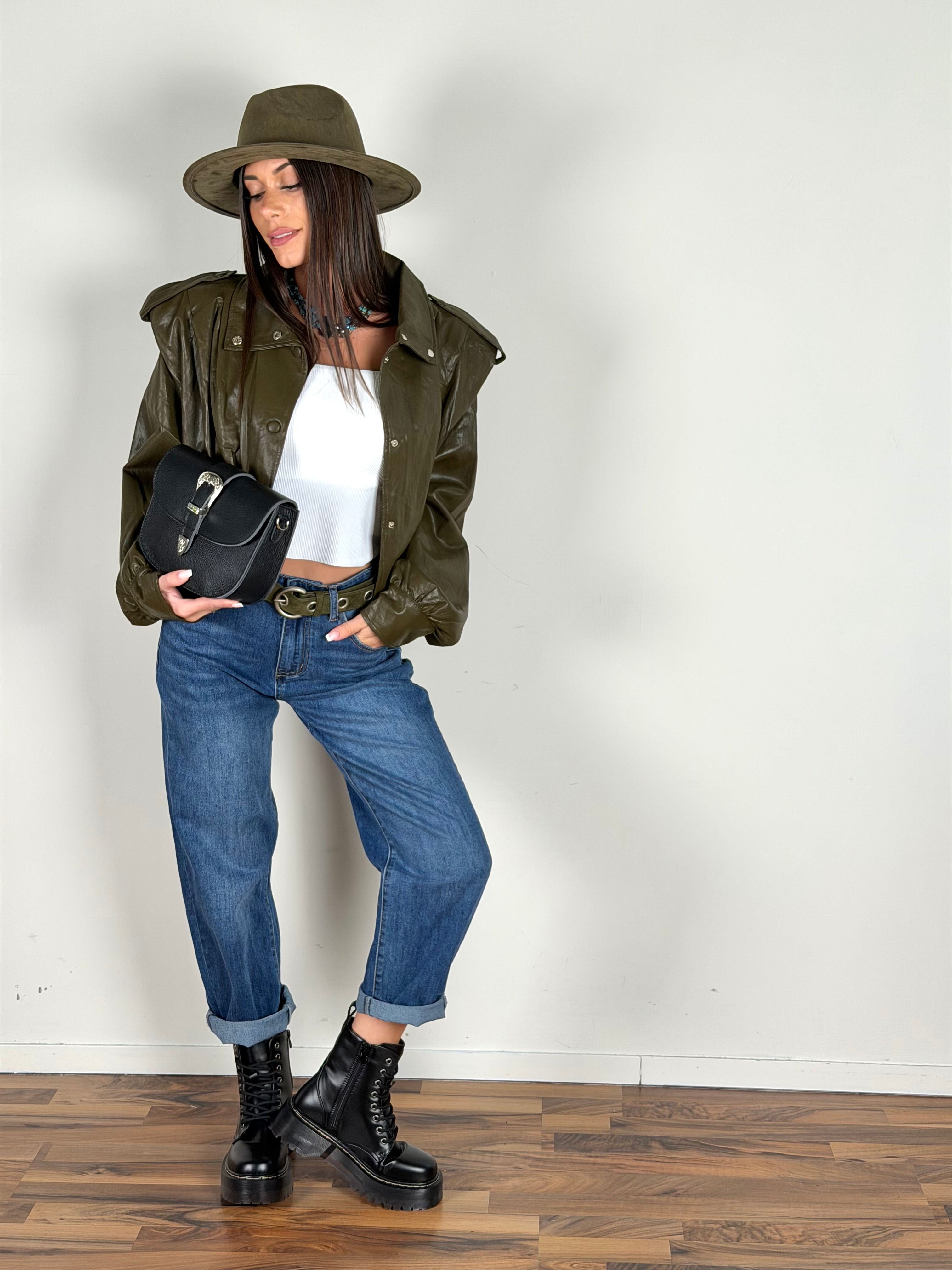 Bomber ecopelle London verde