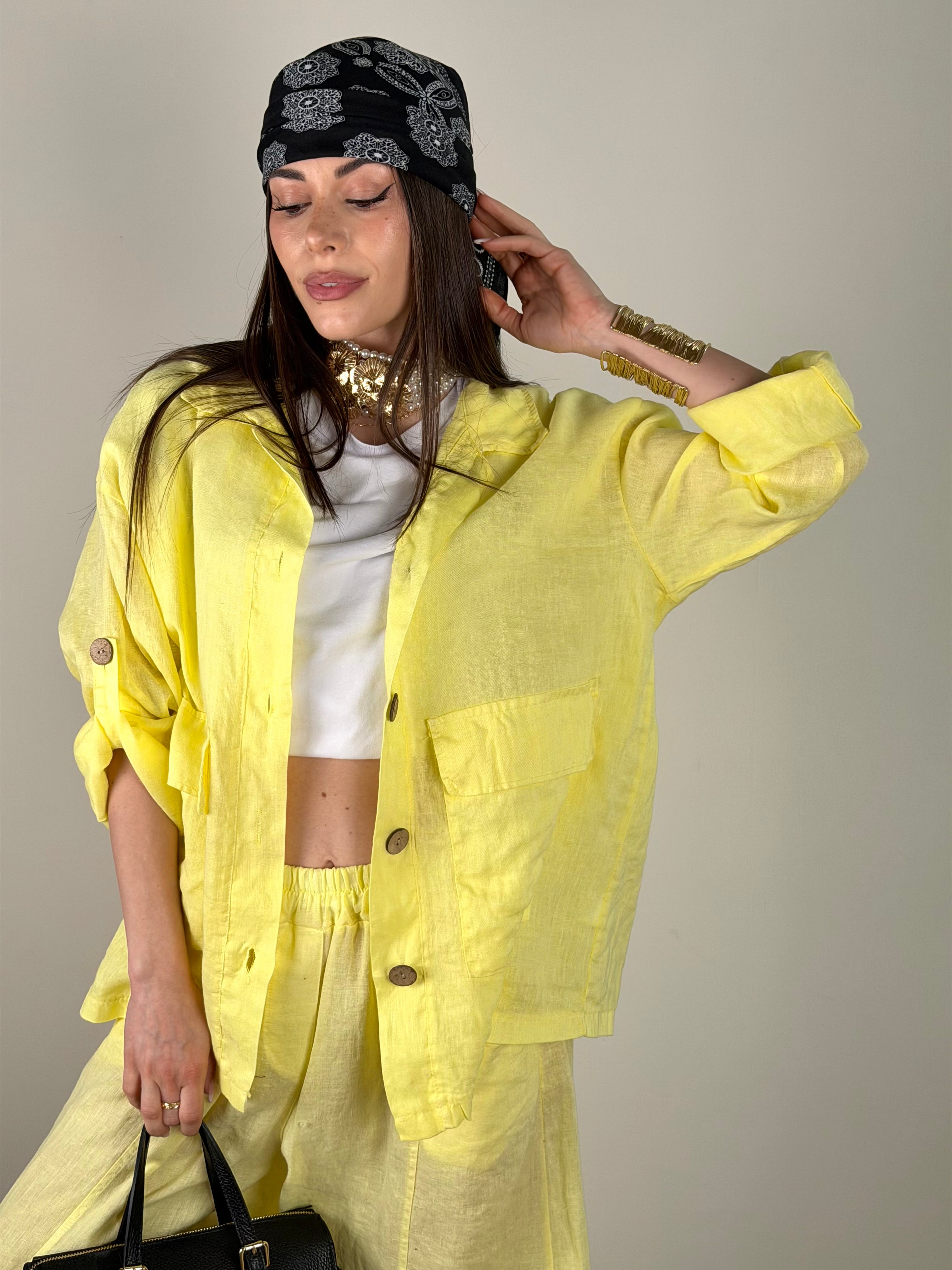 Camicia lino Andrea giallo