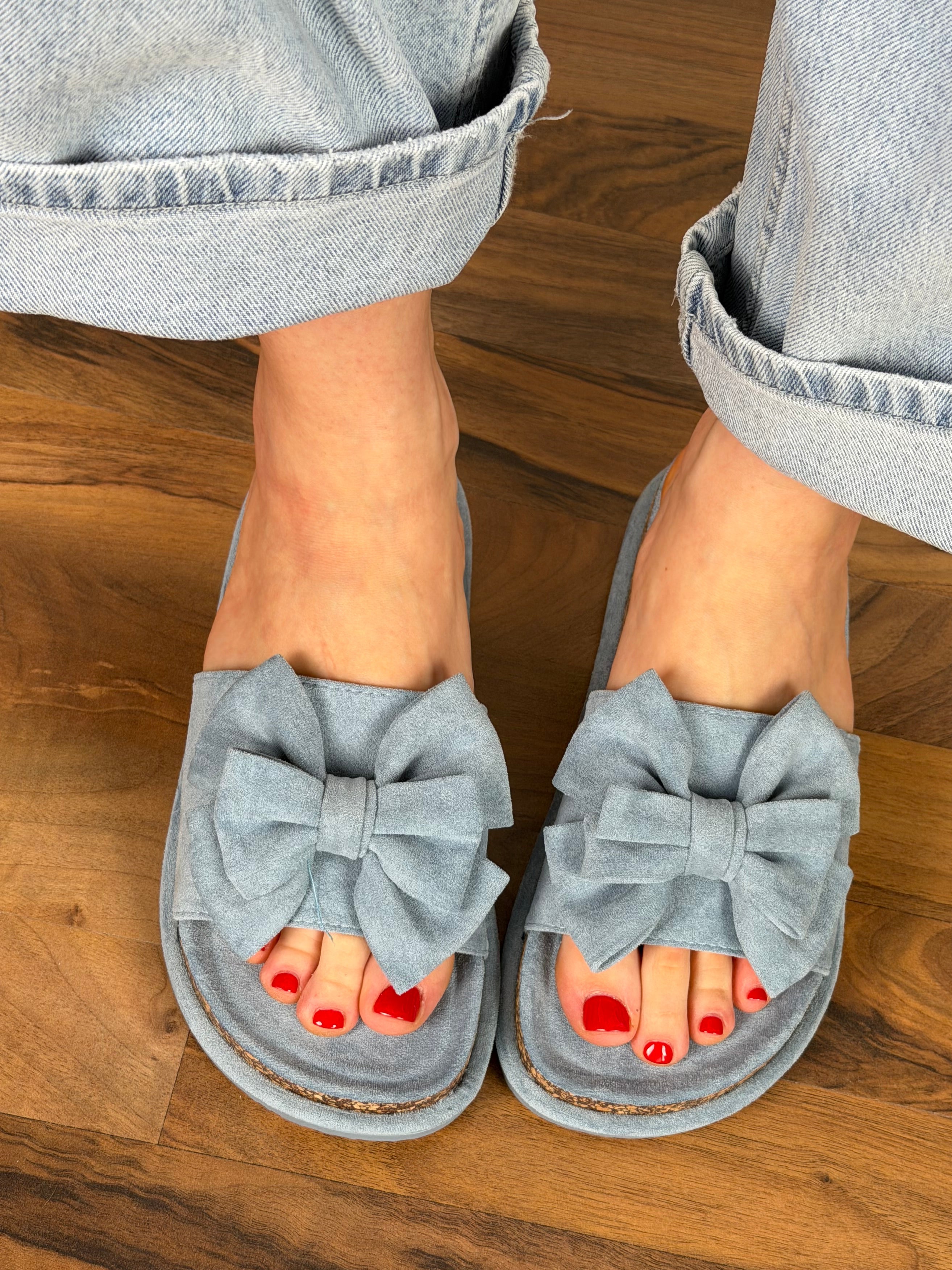 Slippers con fiocco celeste