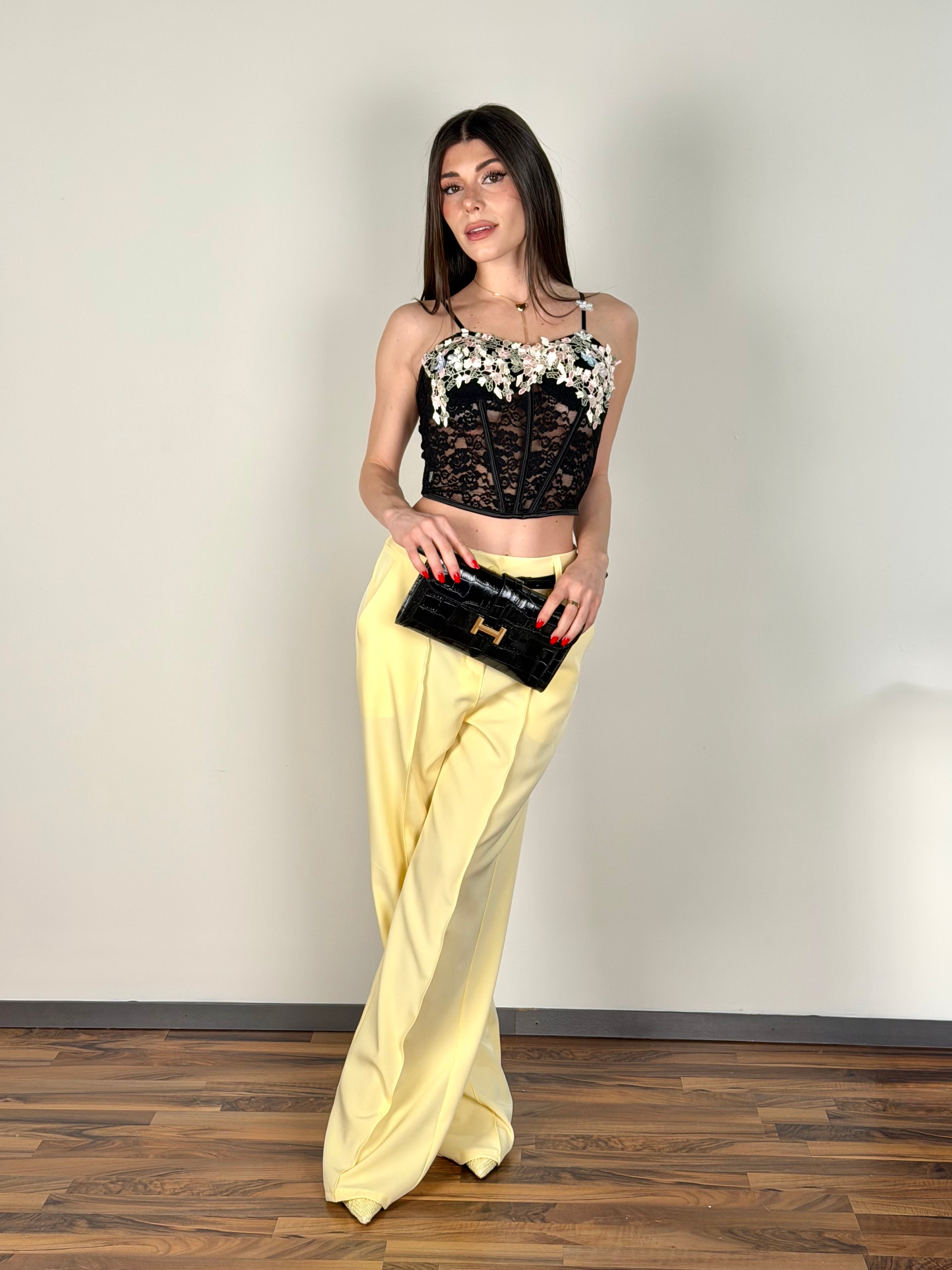 Corpetto flowers nero