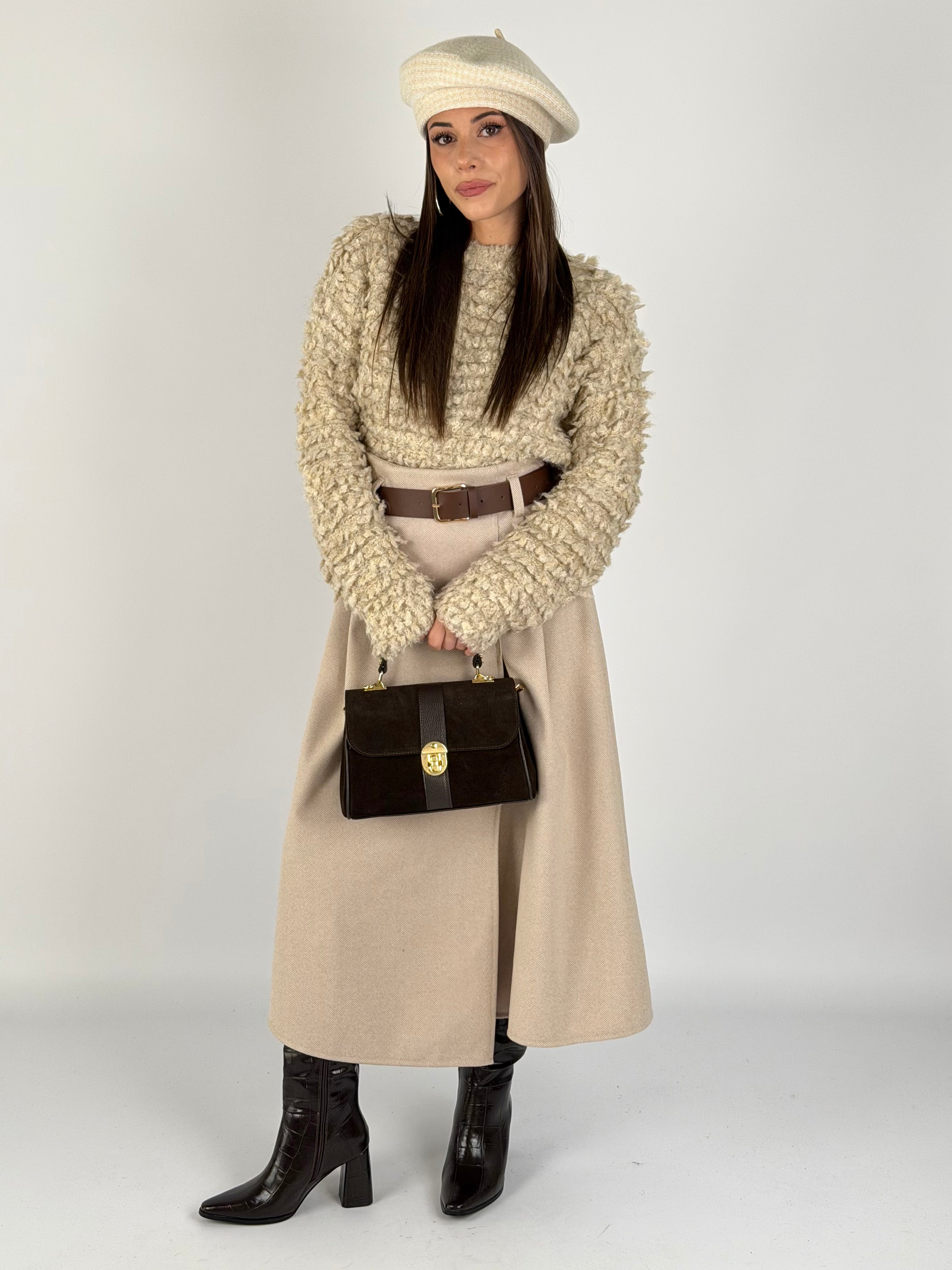 Gonna in panno beige