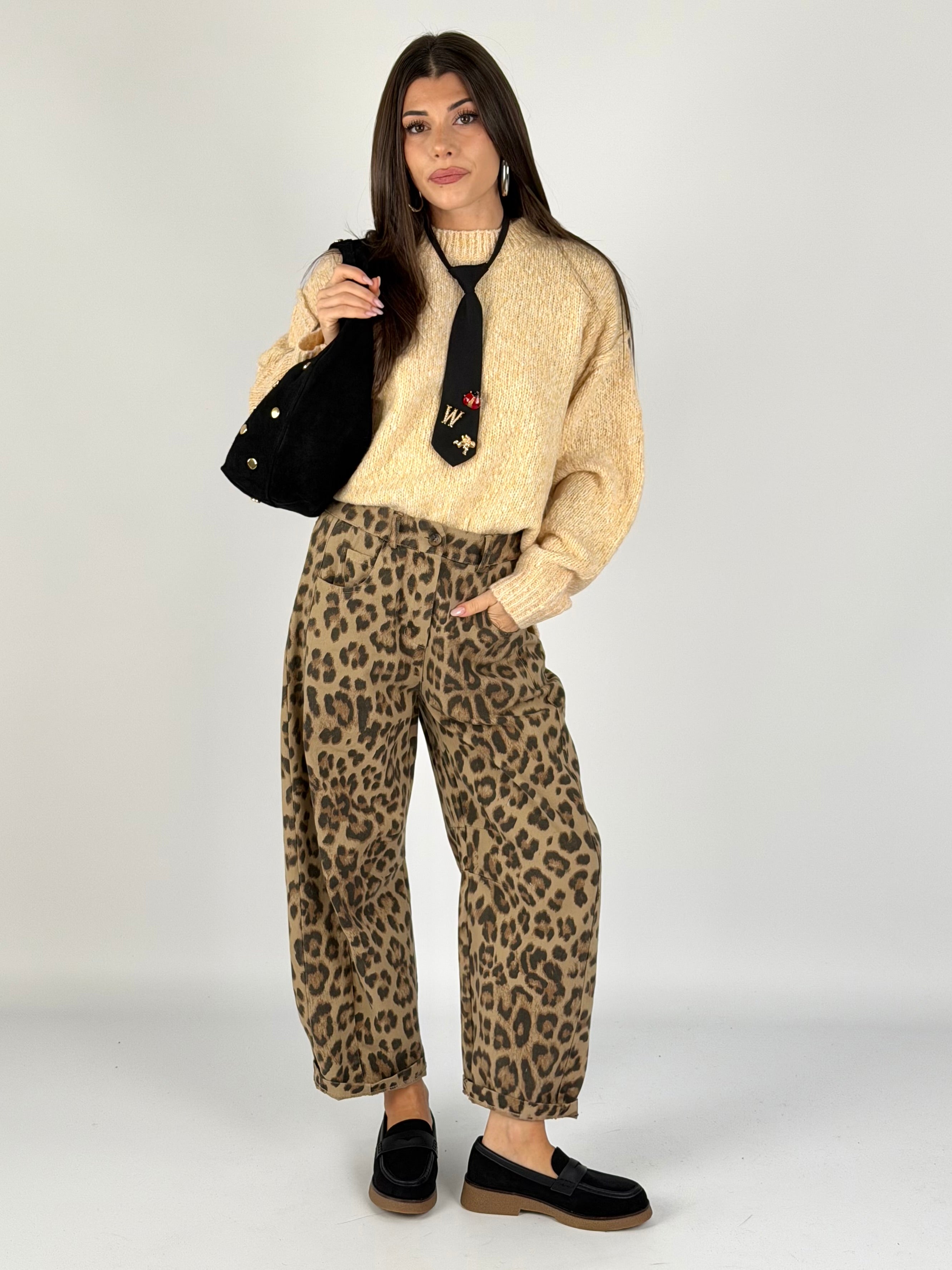 Pantalone Leopard tabacco