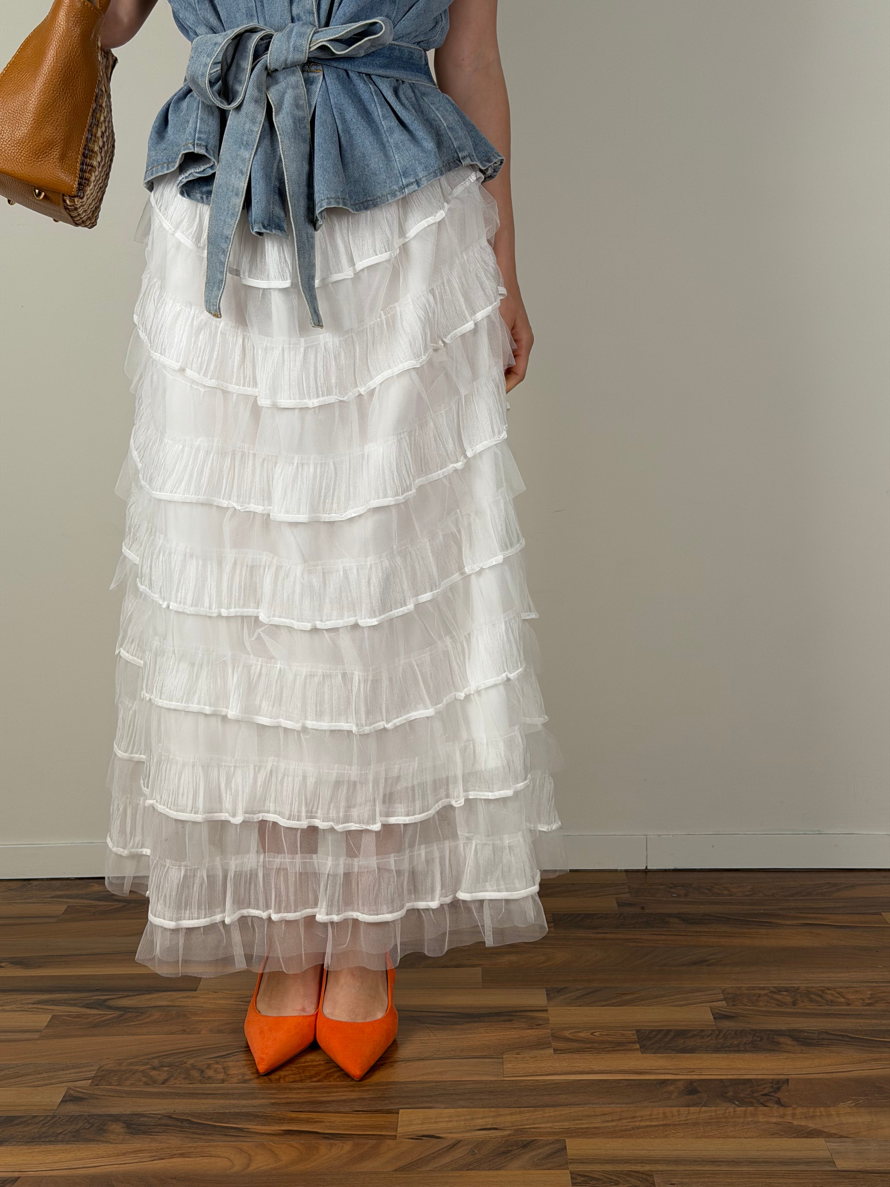 Abito camicia jeans + gonna tulle