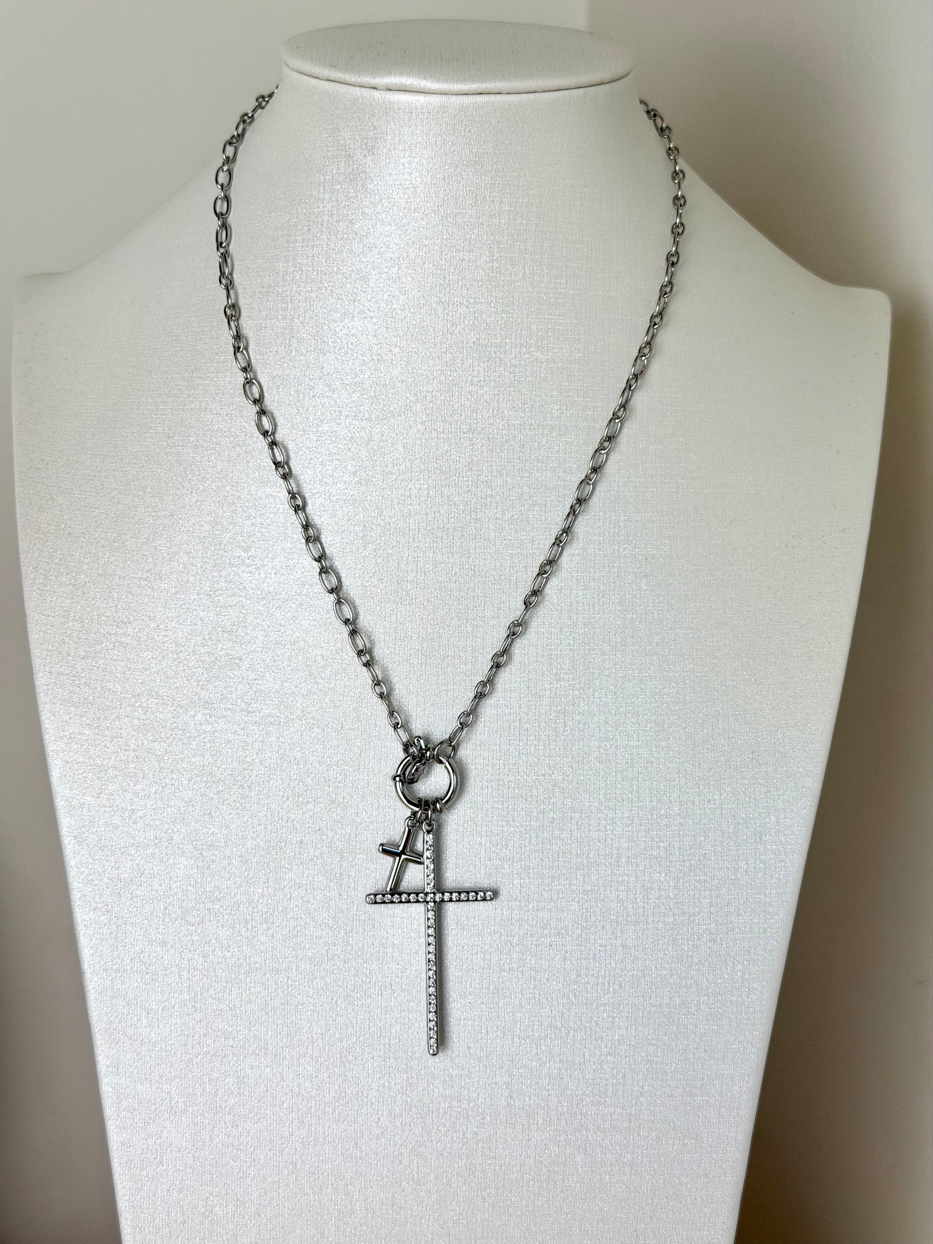 Collana doppia croce - collezione Rock