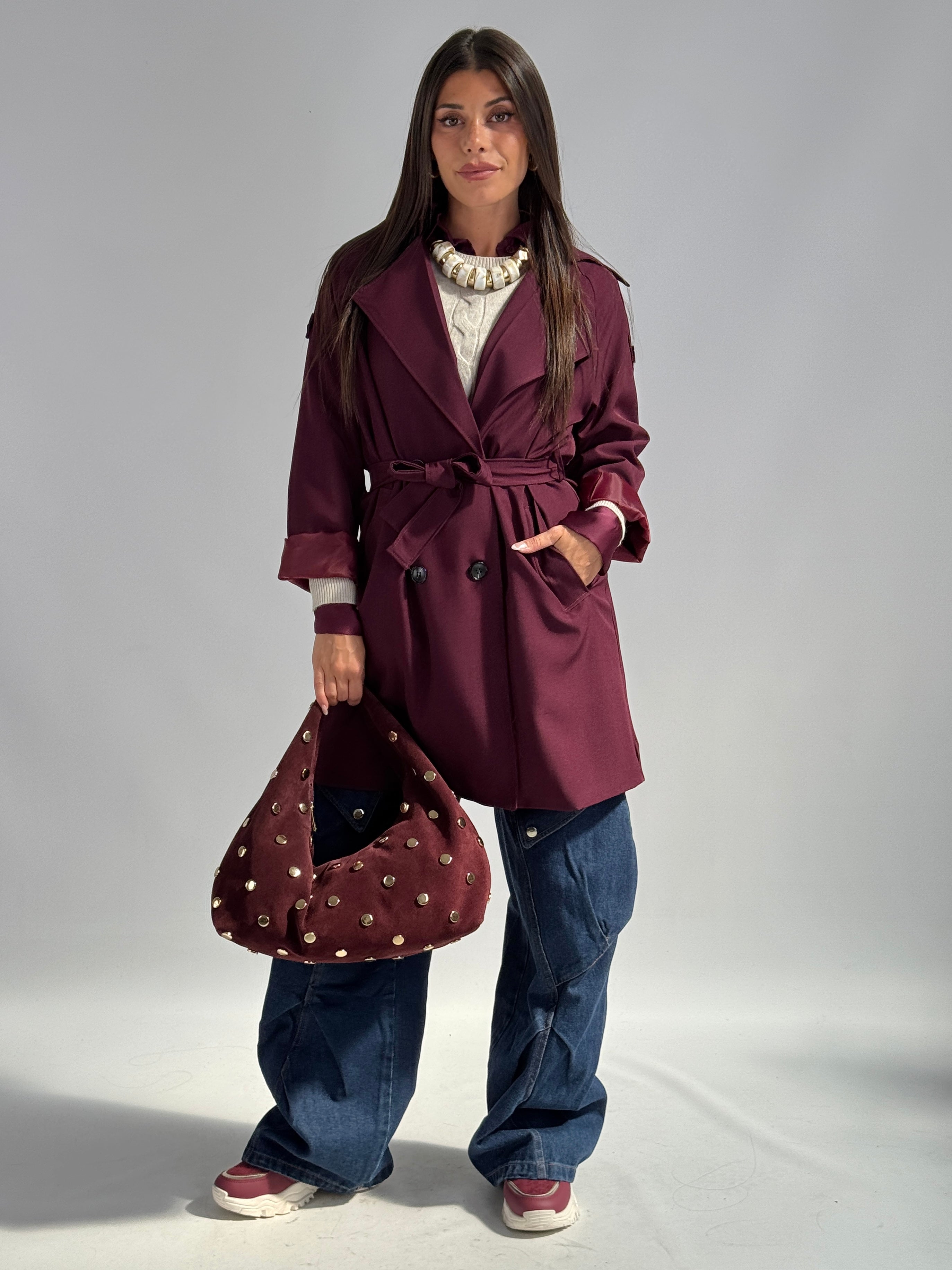 Trench 3/4 bordeaux