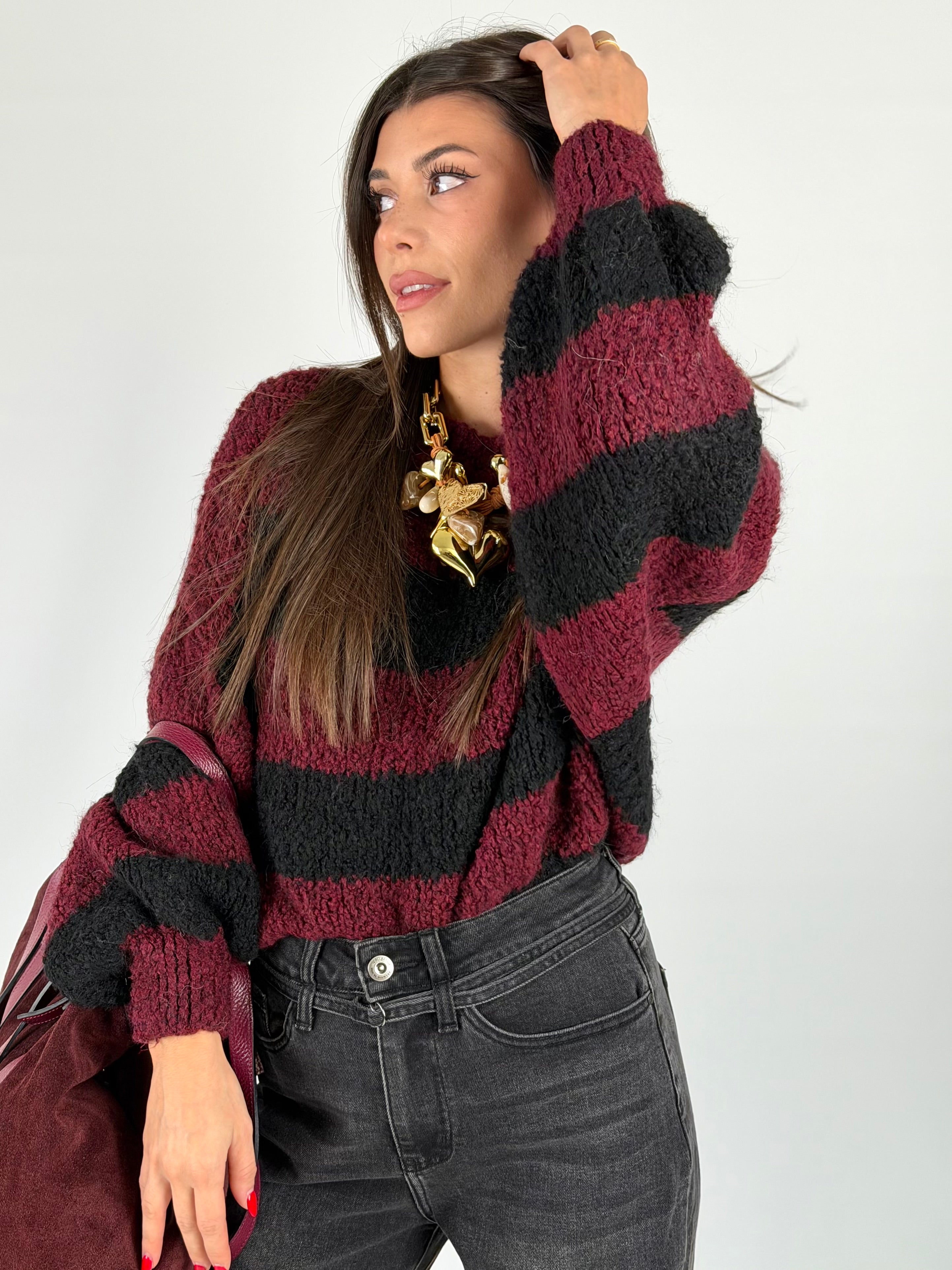 Maglia righe carry bordeaux