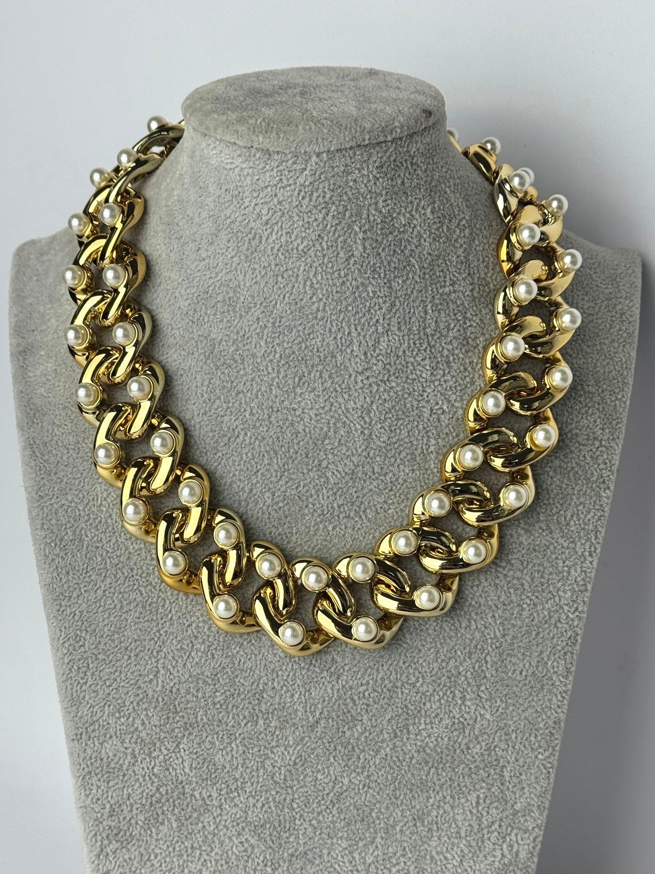 Collana maxi catena e perle - 2 colori