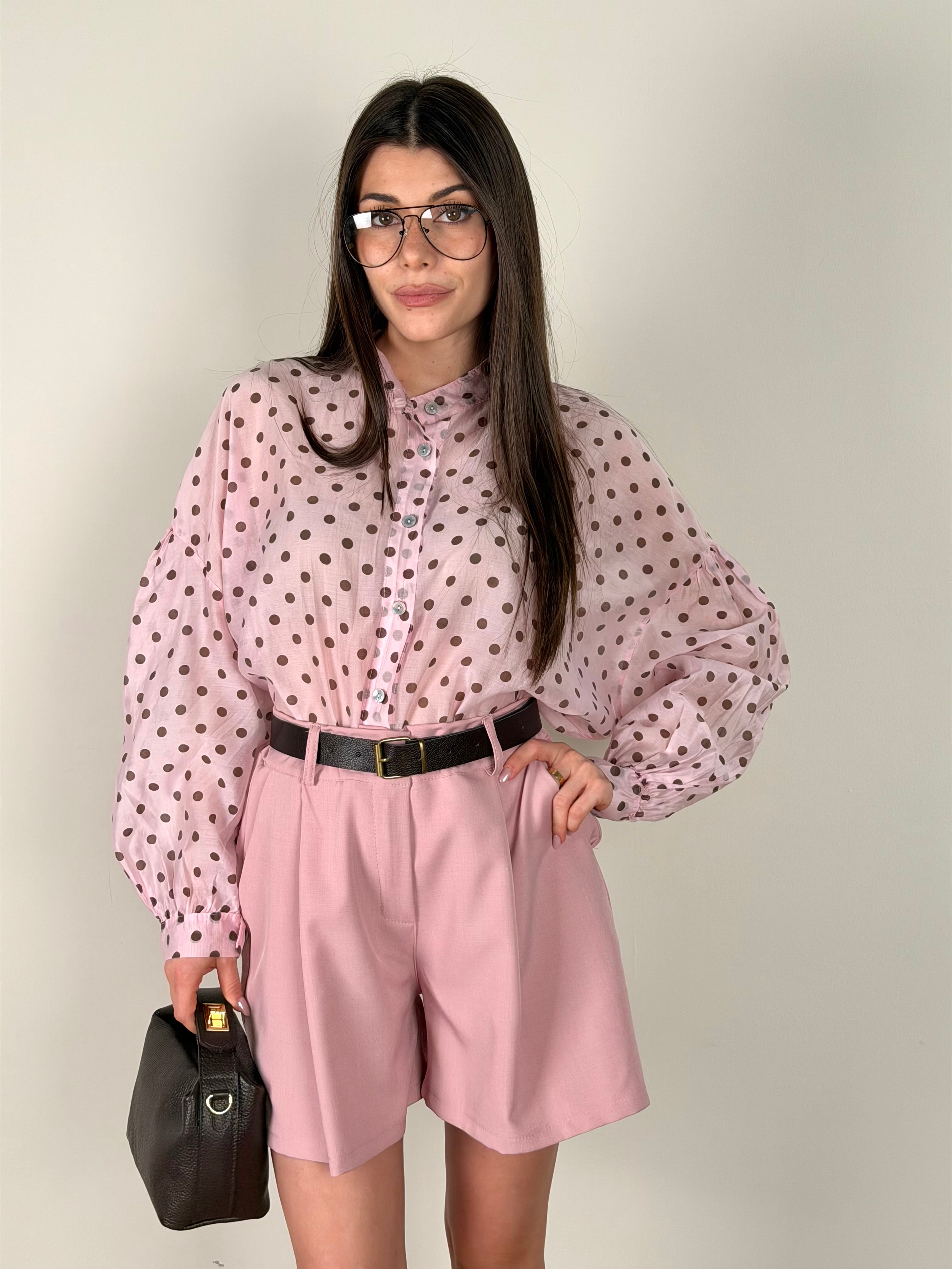 Camicia pois rosa