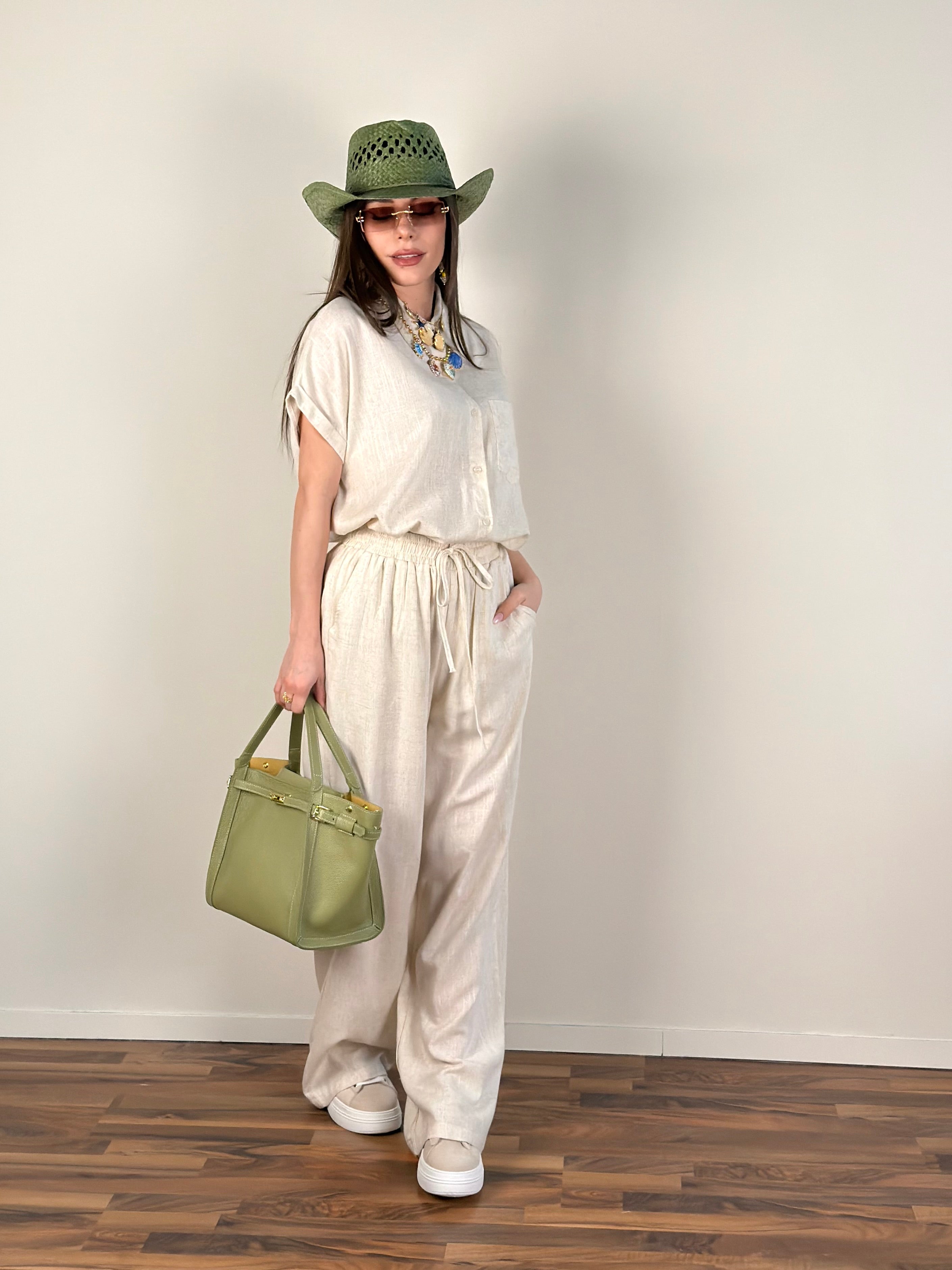 Completo lino beige