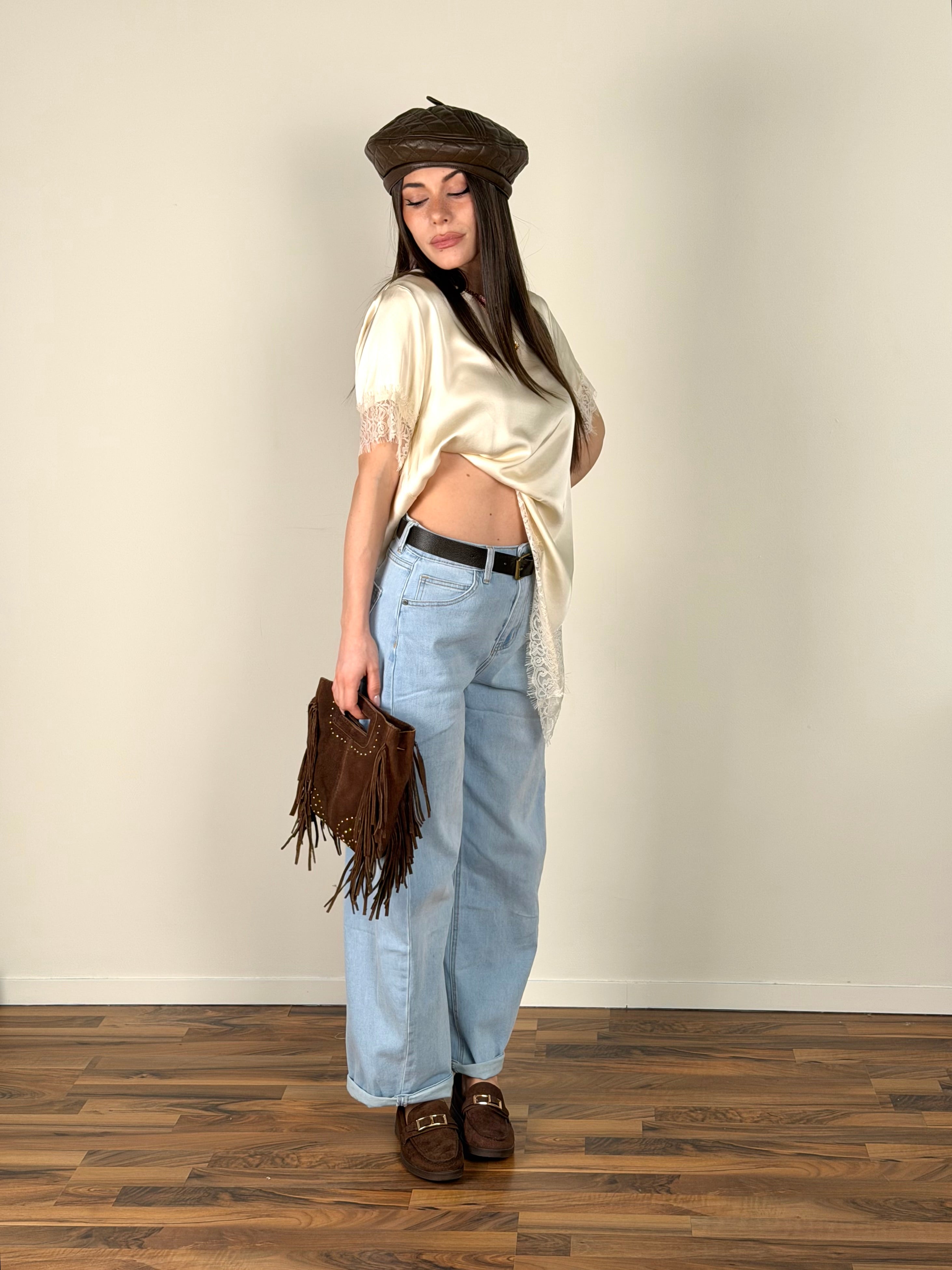 Maglia trasversale beige