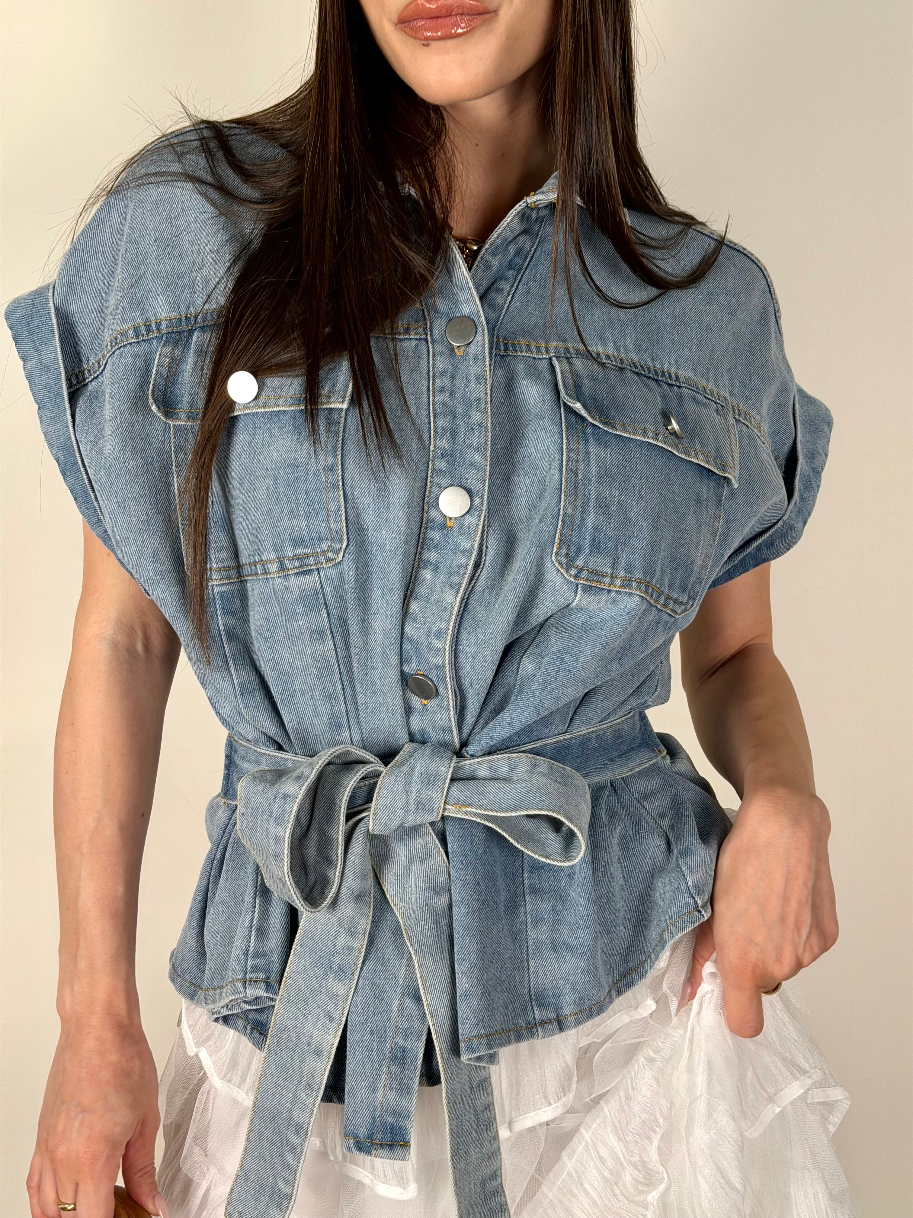 Abito camicia jeans + gonna tulle