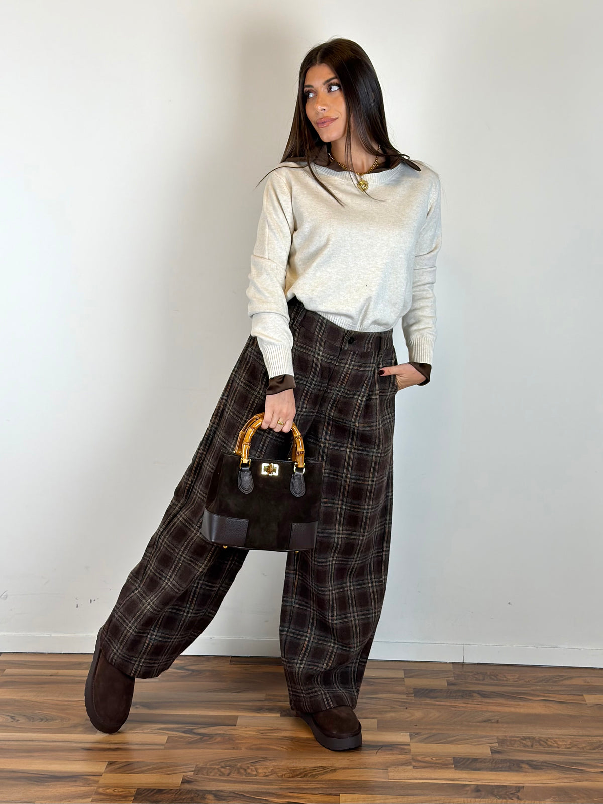 Maglia Tartan beige