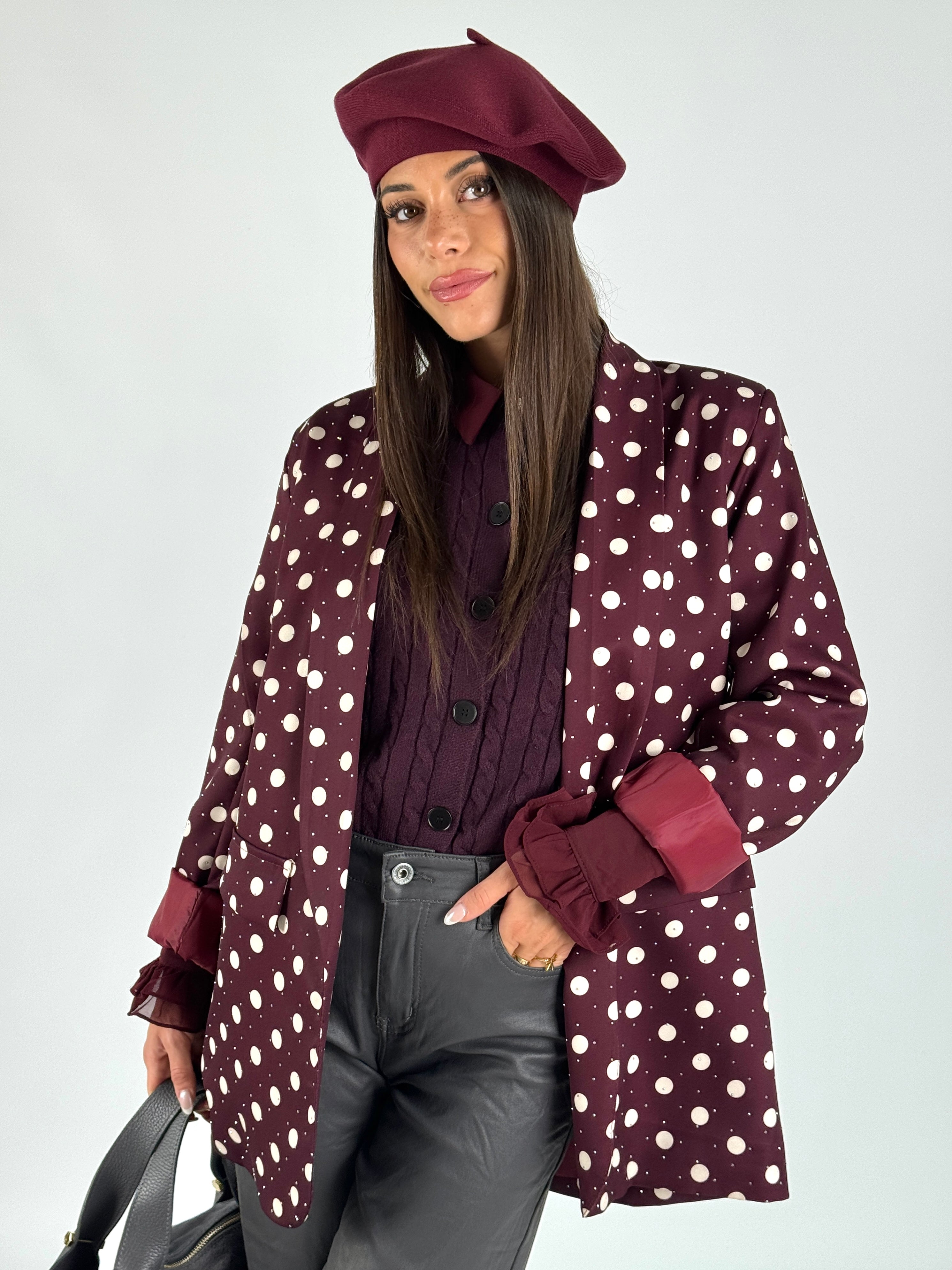 Giacca pois zirconi bordeaux