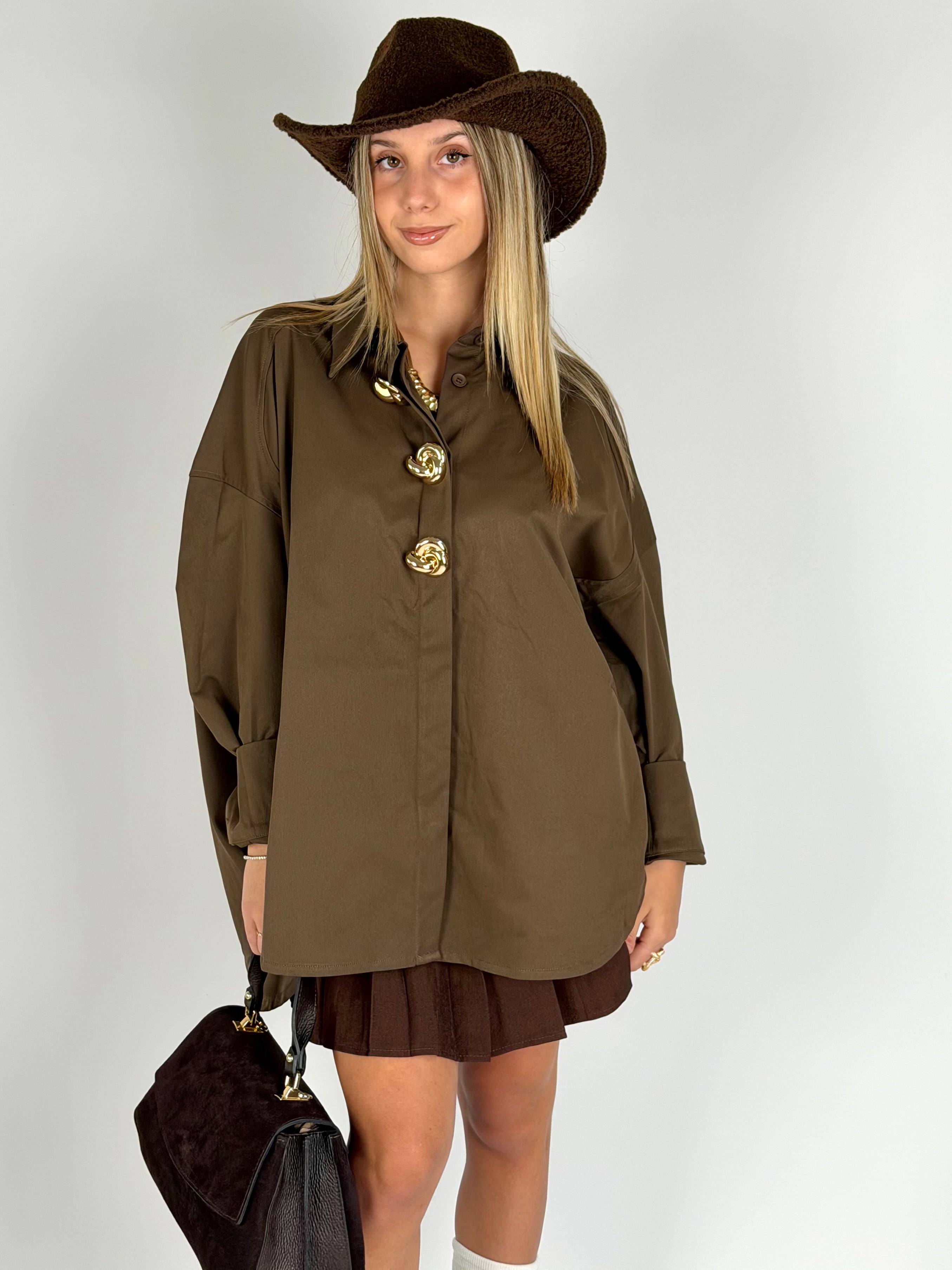 Maxi Camicia applicazioni gioiello moro