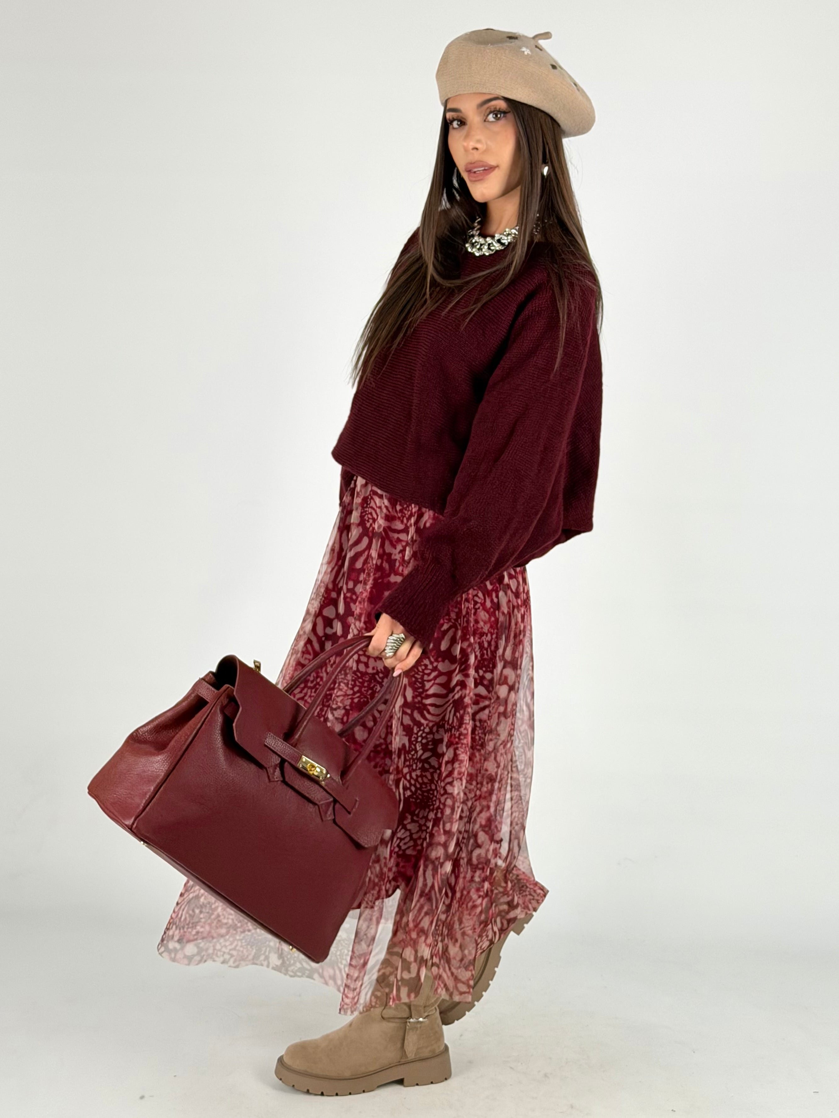 Abito + maglione Carly bordeaux