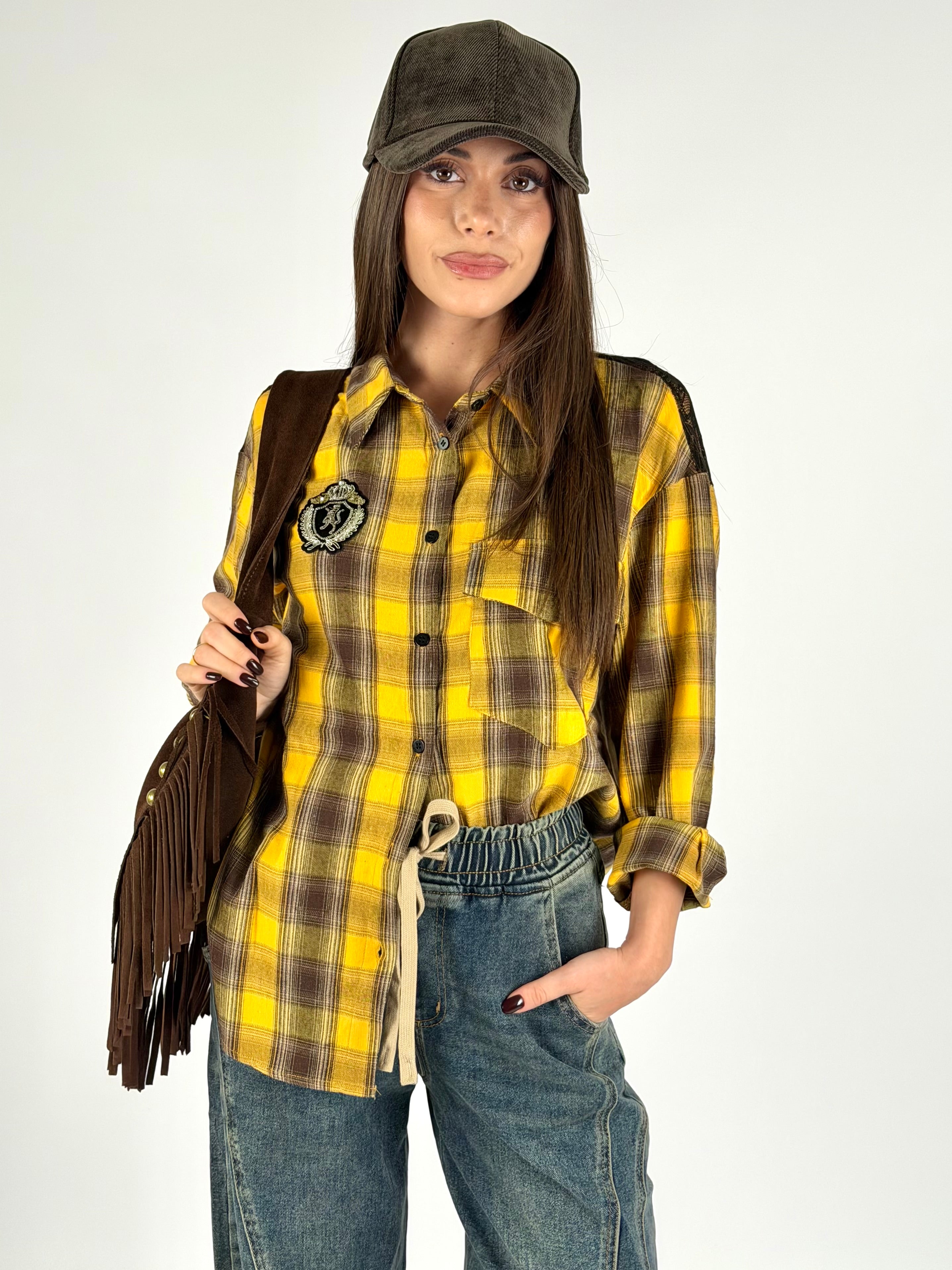 Camicia a quadri gialla e nera