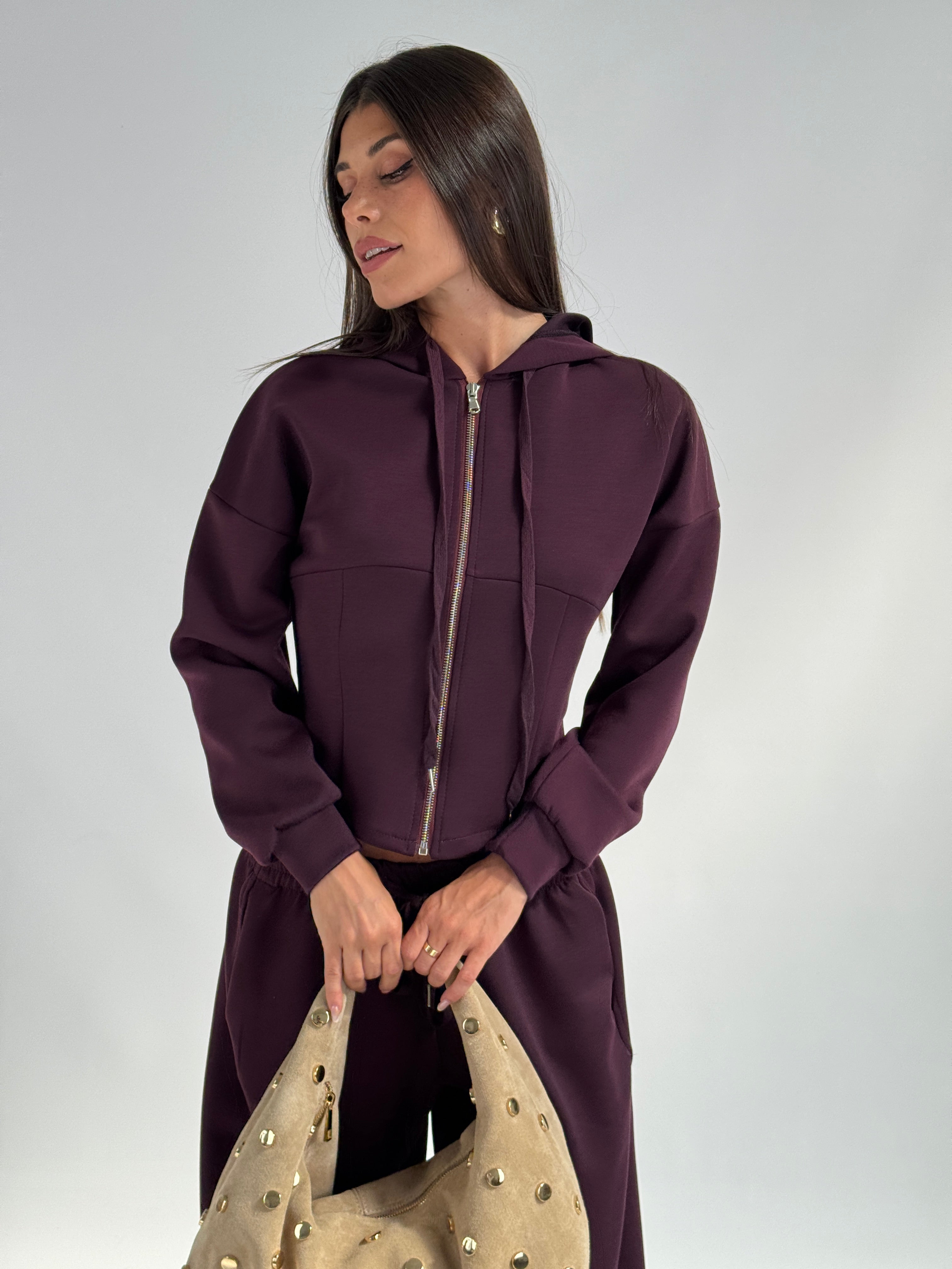 Felpa tuta sportiva Iside bordeaux