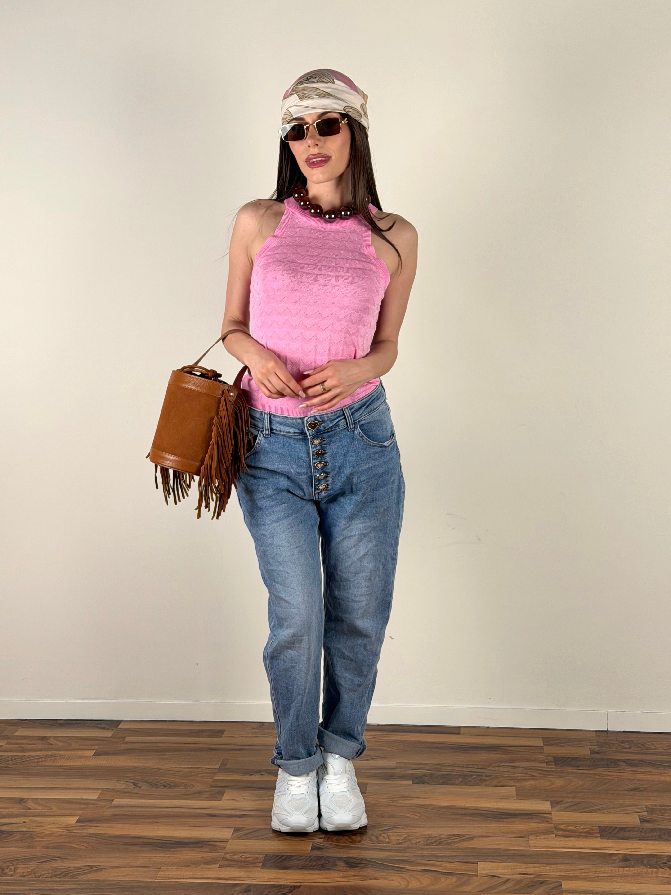 Top Cuori rosa