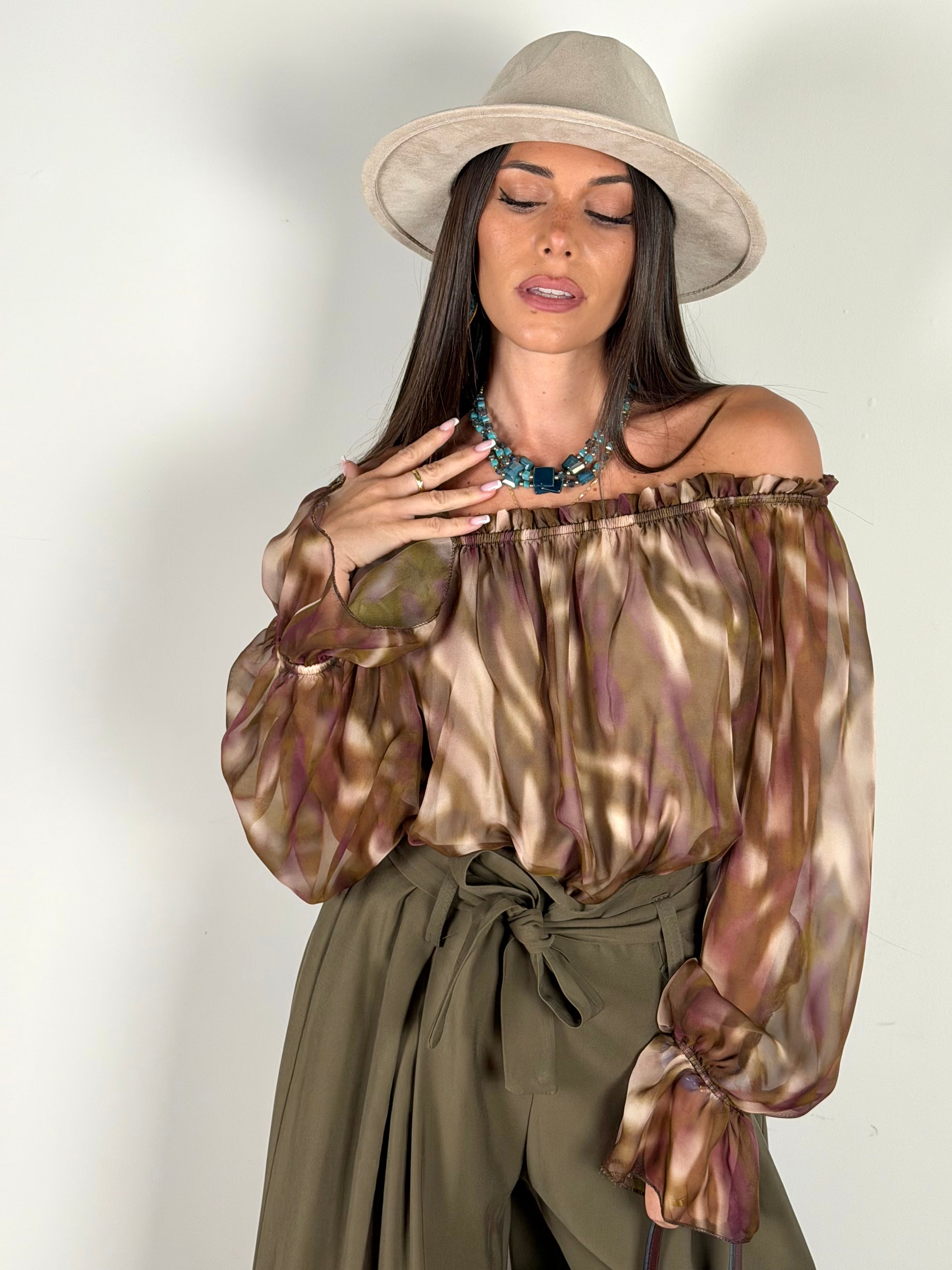 Camicia Milly verde/bordeaux