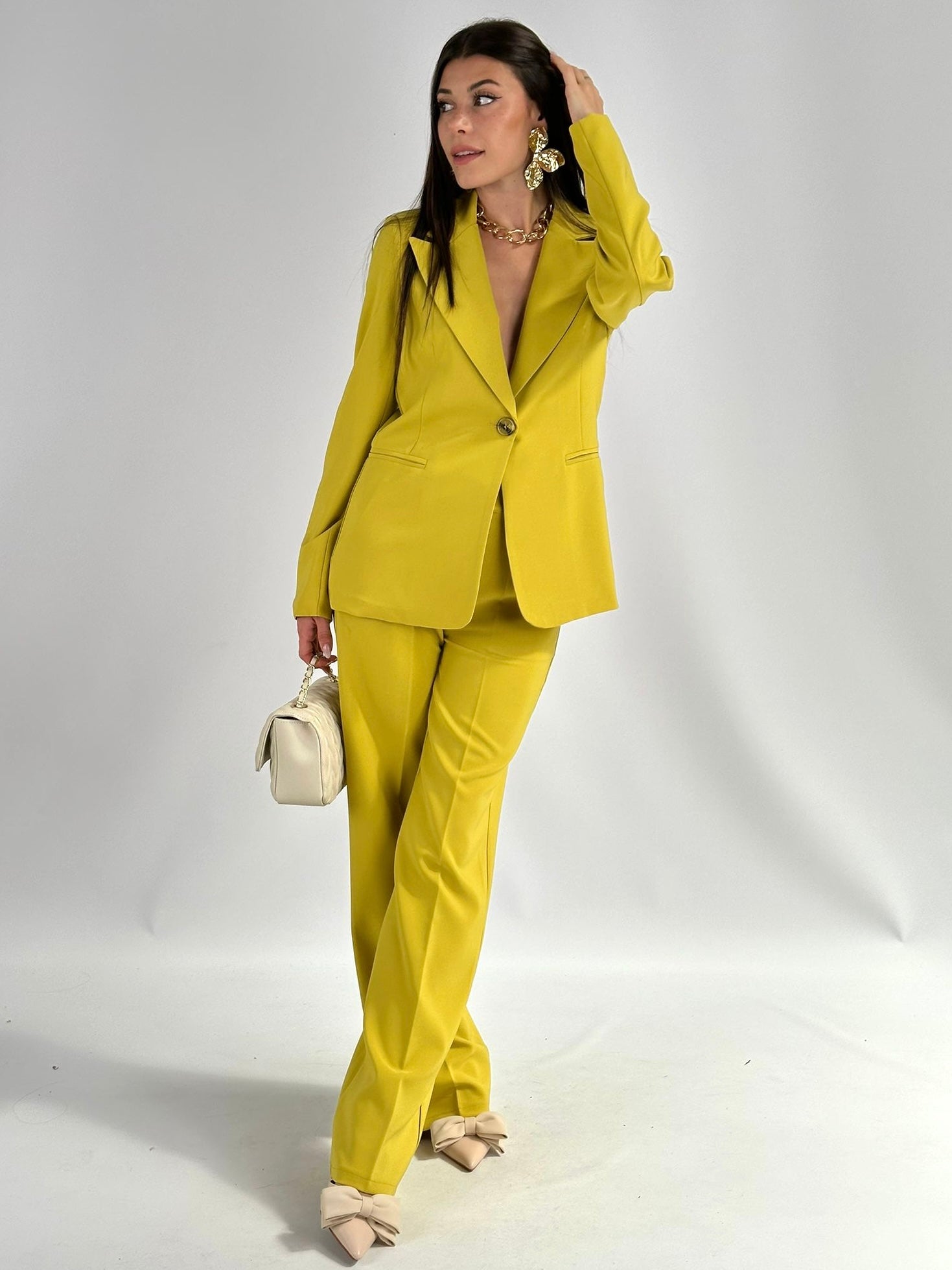 Completo elodie palazzo verde acido