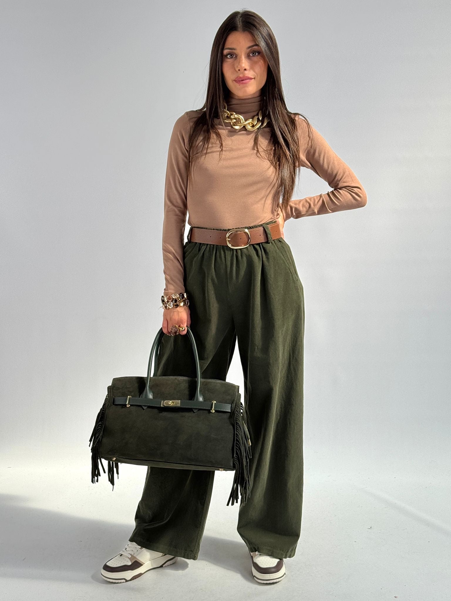 Maglia collo alto tabacco